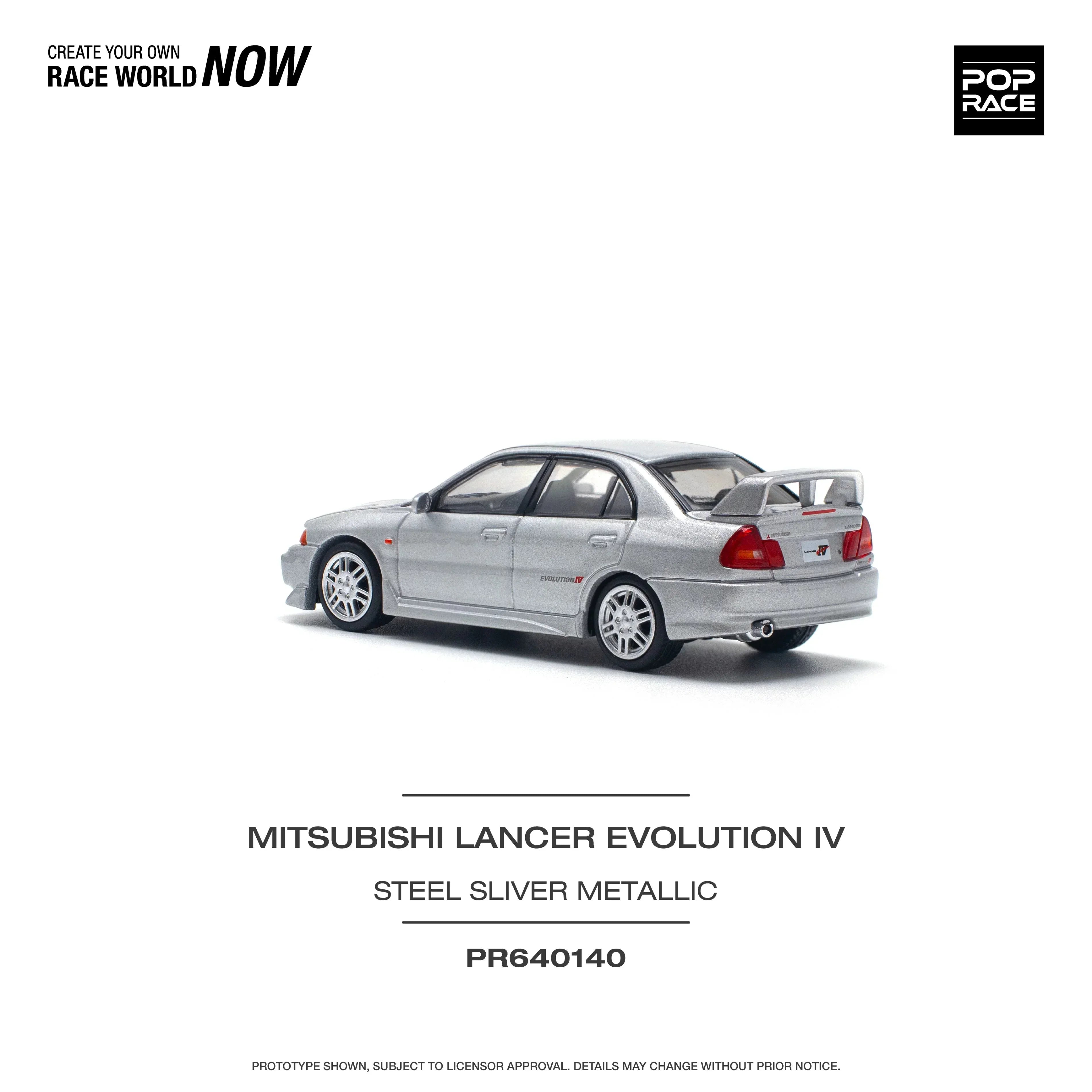 Premium scale model car for display – *PRE-ORDER* Mitsubishi Lancer Evolution IV, 1:64 Scale (Silver) Collectible