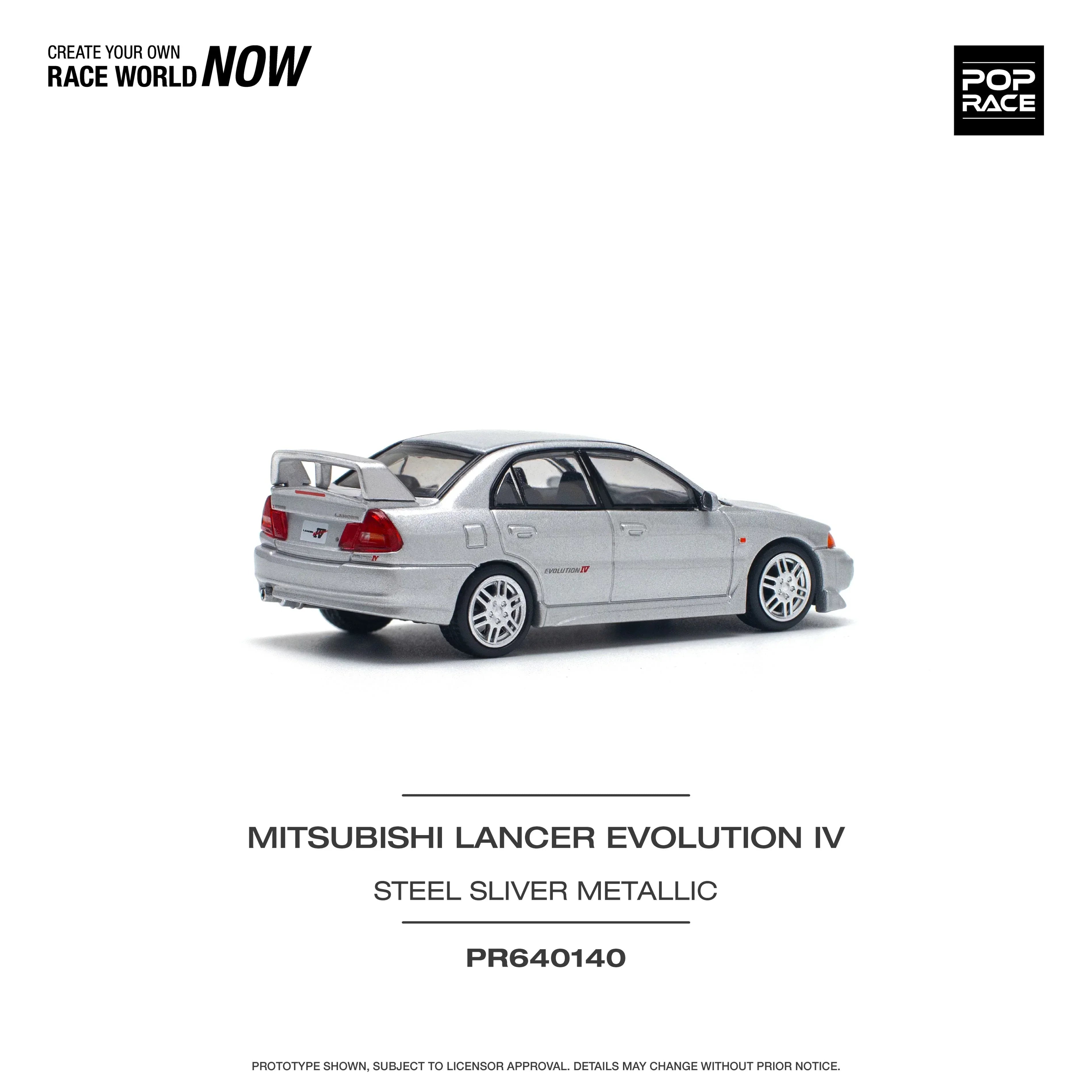 Premium scale model car for display – *PRE-ORDER* Mitsubishi Lancer Evolution IV, 1:64 Scale (Silver) Collectible