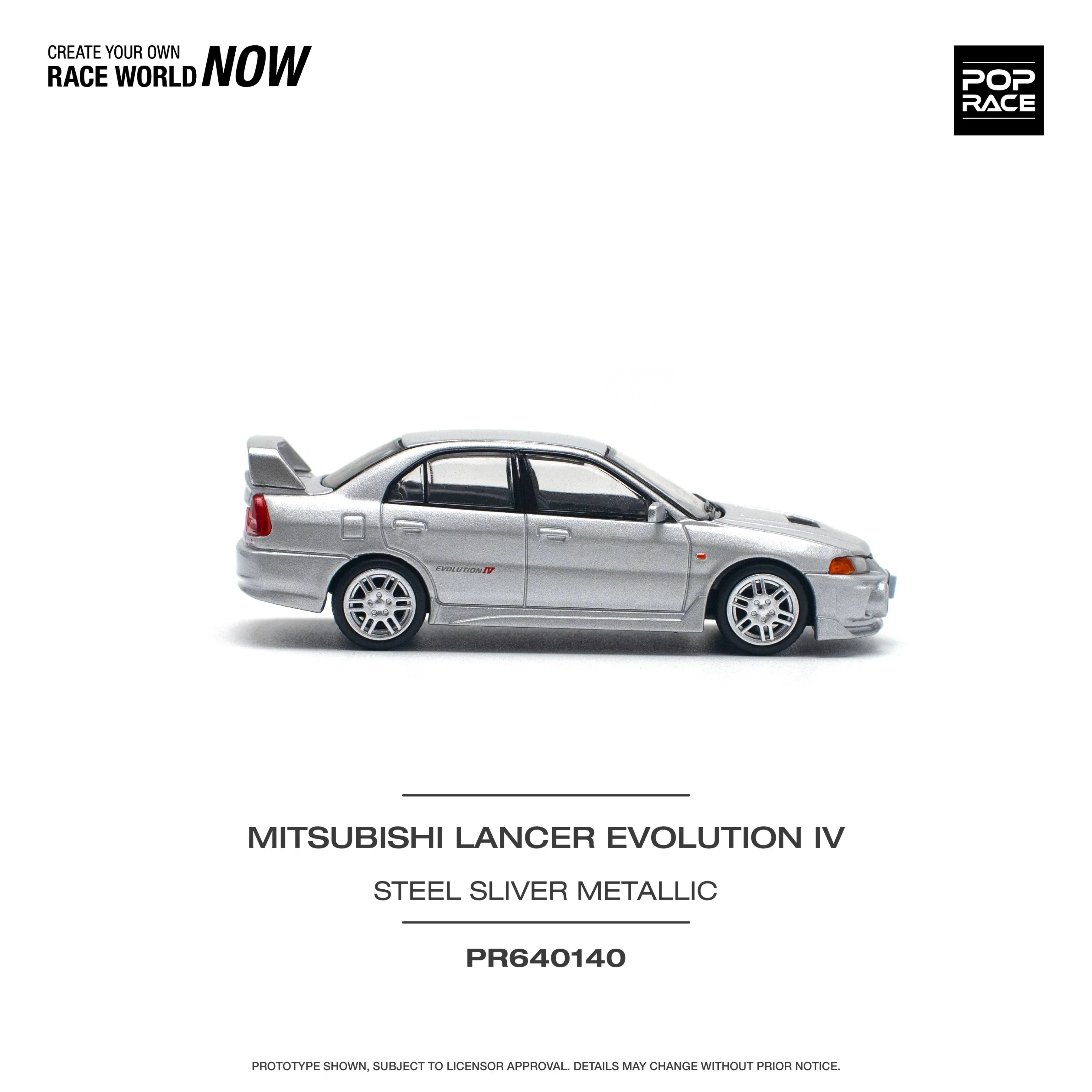 Premium scale model car for display – *PRE-ORDER* Mitsubishi Lancer Evolution IV, 1:64 Scale (Silver) Collectible