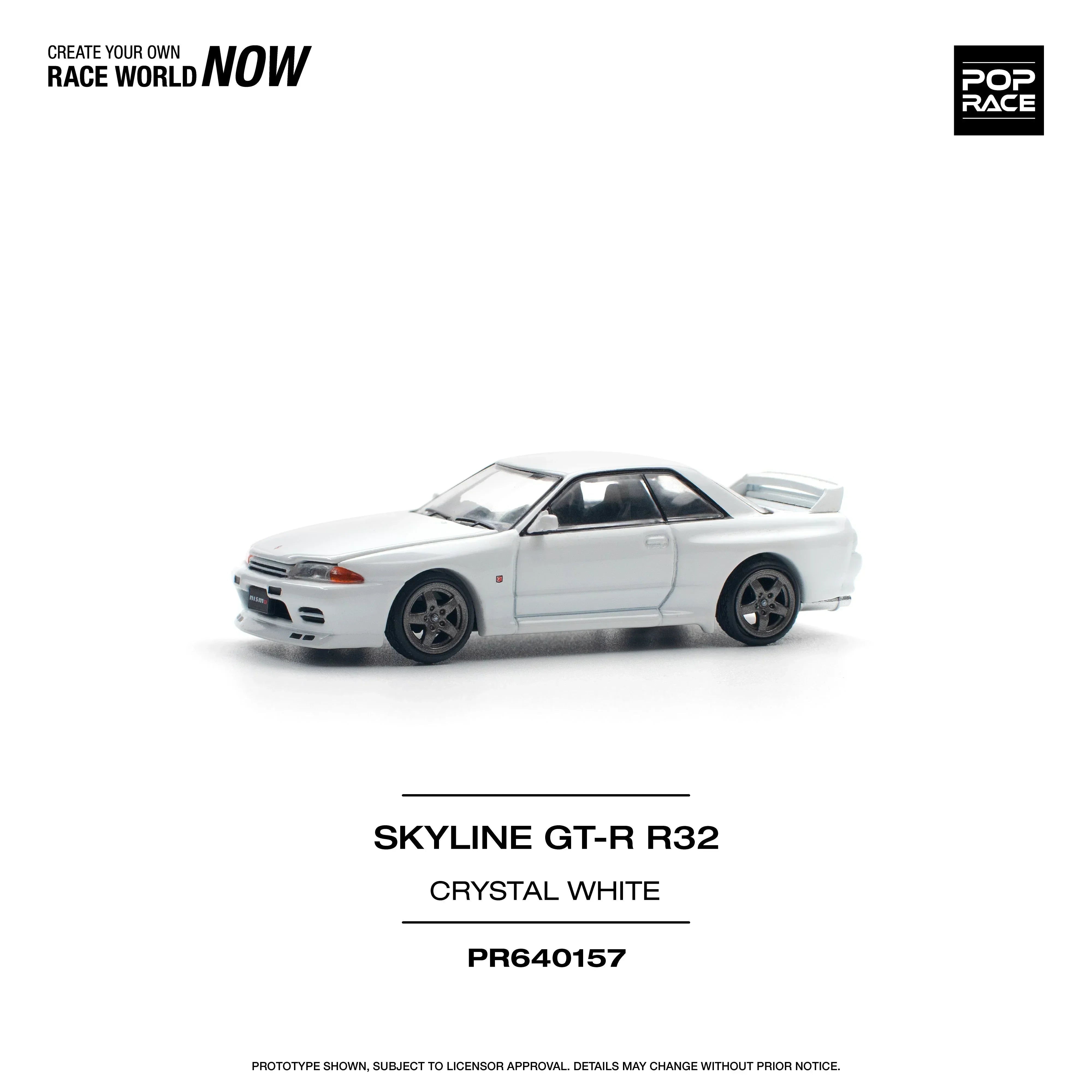 Premium scale diecast model car – Skyline GT-R R32, 1:64 Scale (White) Collectible