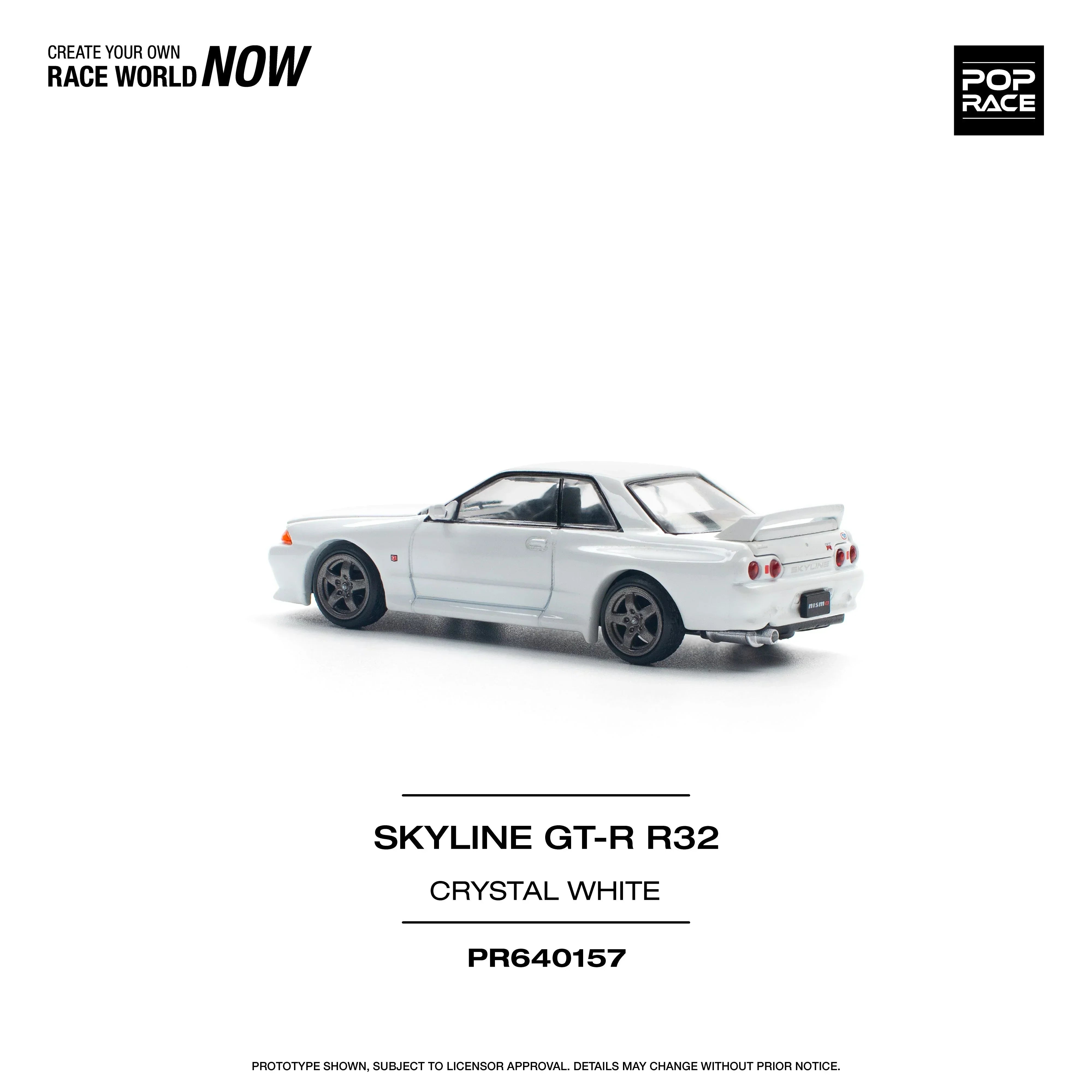 Premium scale diecast model car – Skyline GT-R R32, 1:64 Scale (White) Collectible