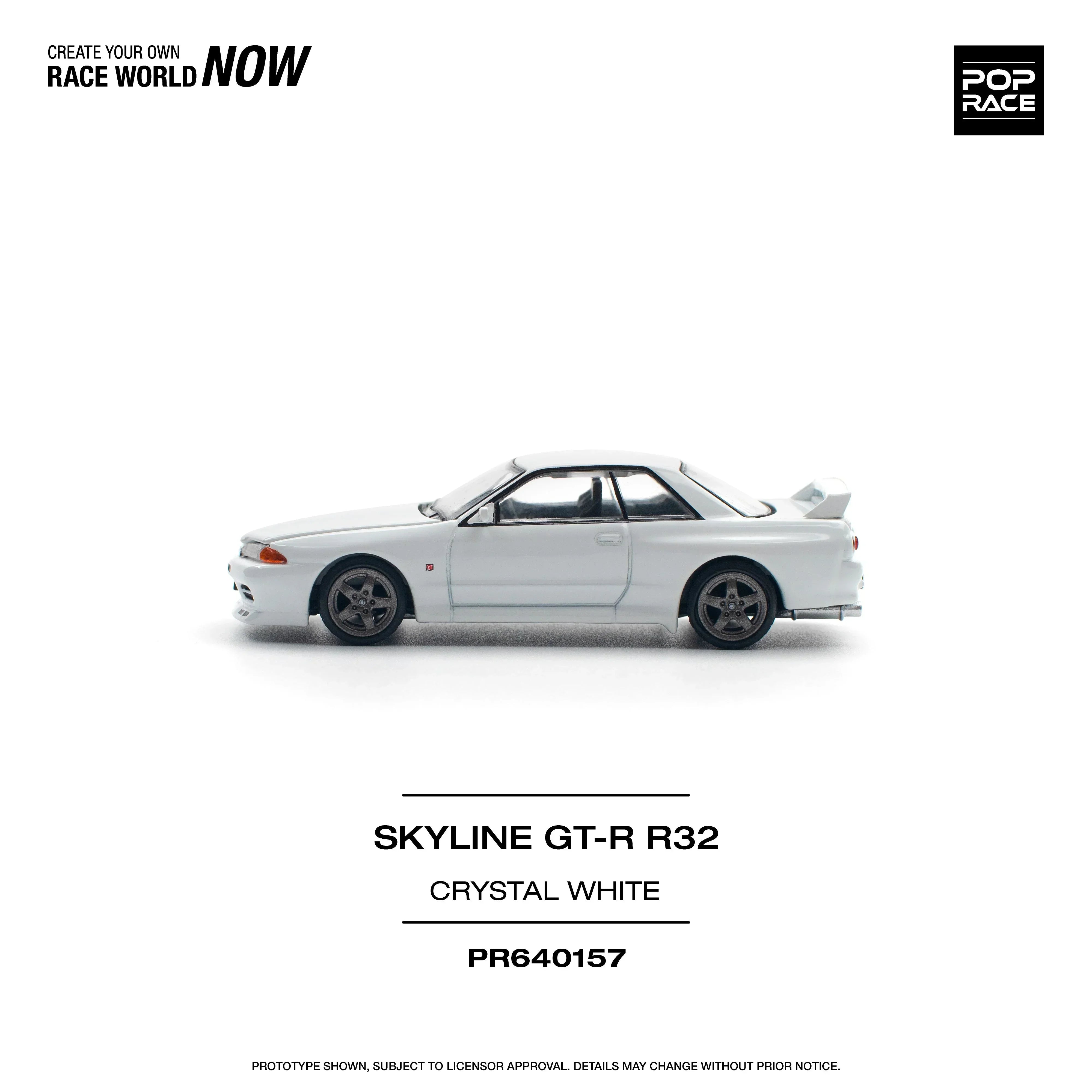 Premium scale diecast model car – Skyline GT-R R32, 1:64 Scale (White) Collectible