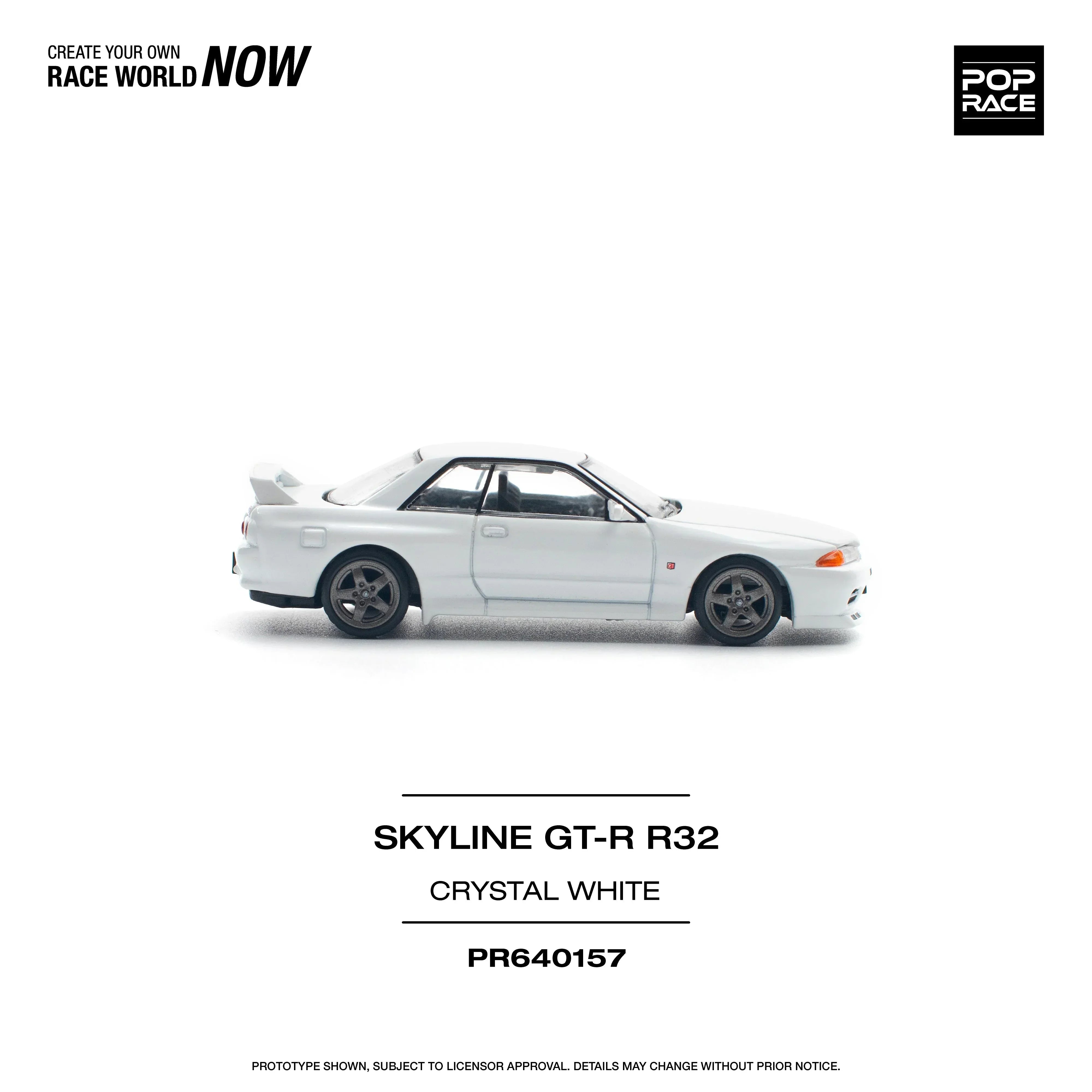 Premium scale diecast model car – Skyline GT-R R32, 1:64 Scale (White) Collectible