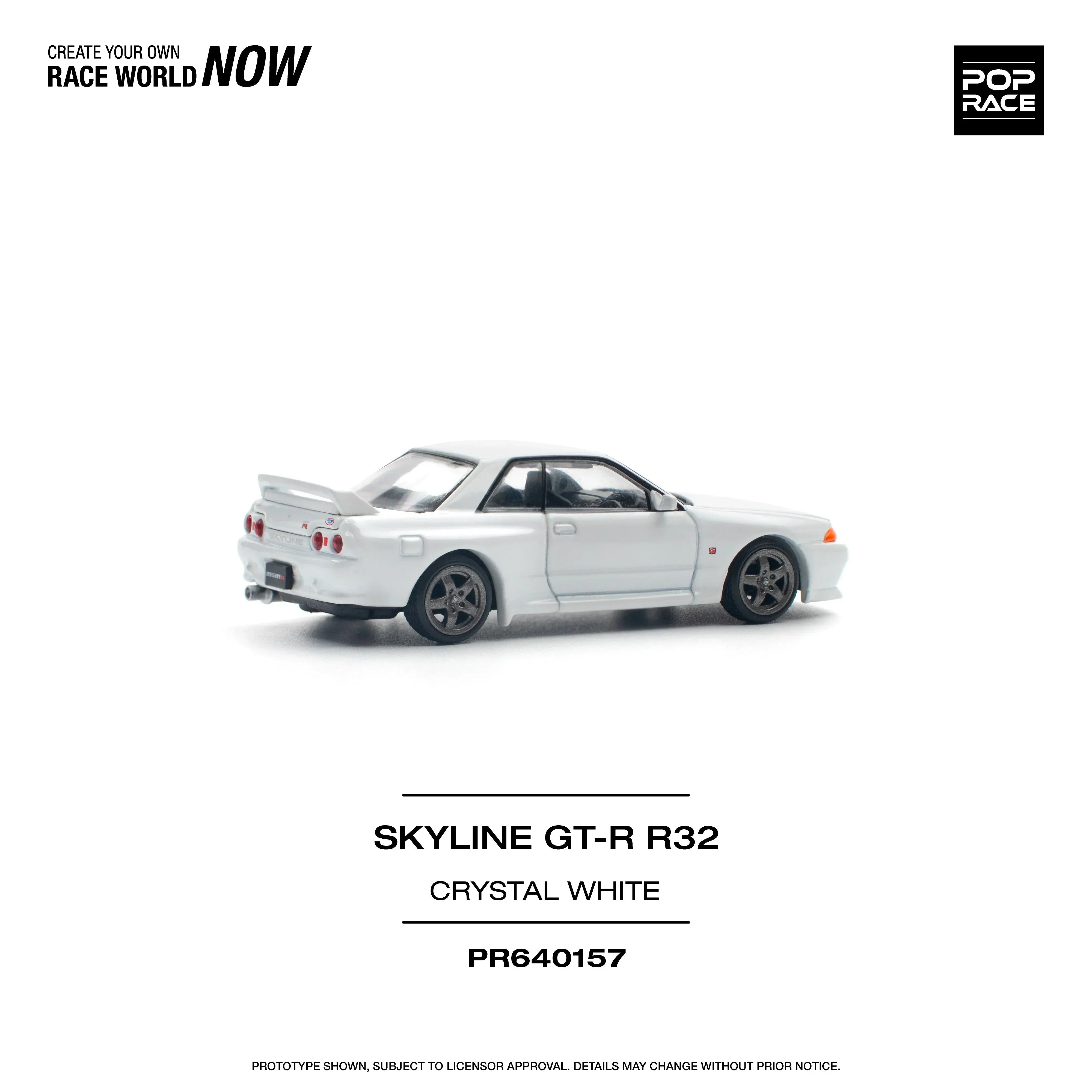 Premium scale diecast model car – Skyline GT-R R32, 1:64 Scale (White) Collectible