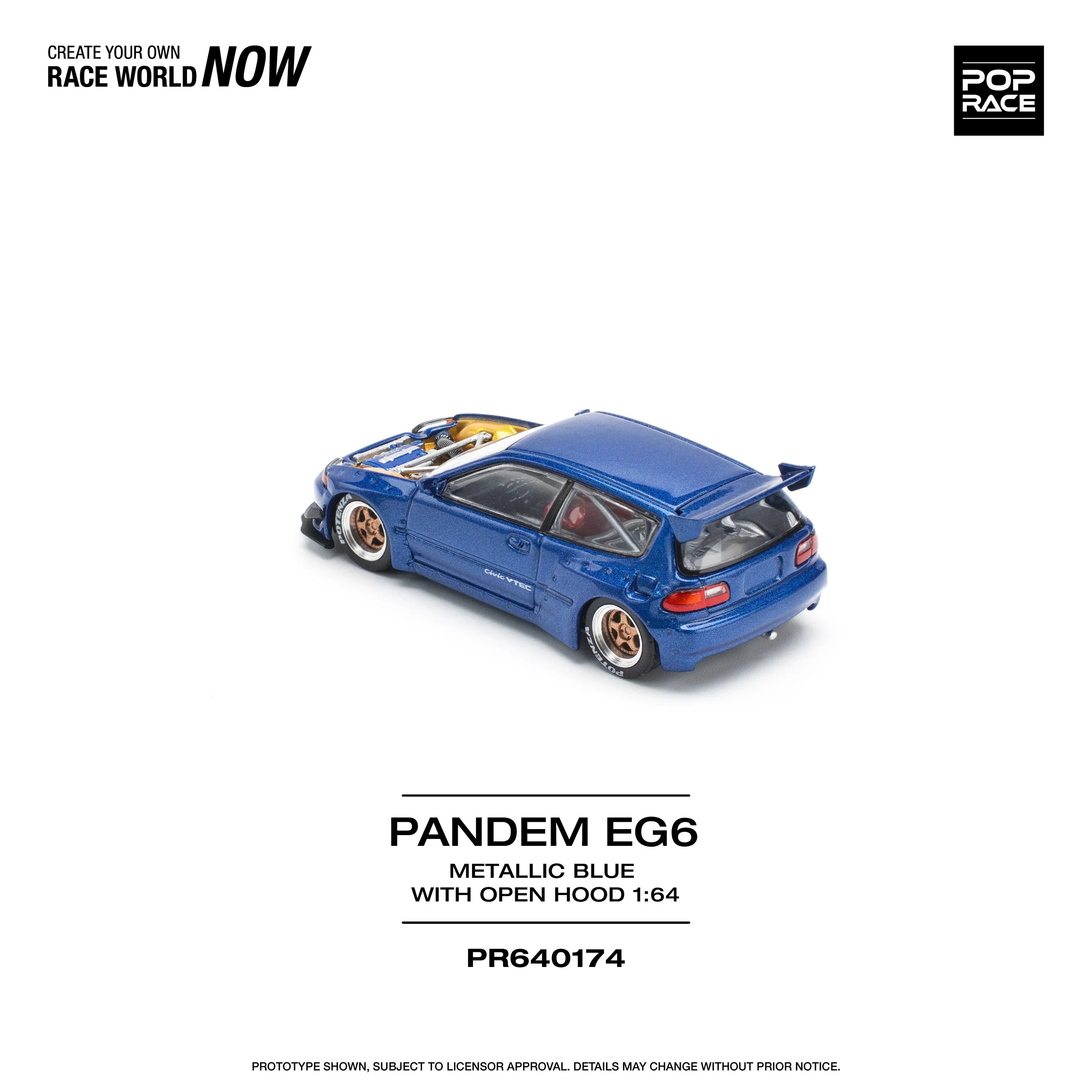 Premium scale model car for display – *PRE-ORDER* Pandem EG6, 1:64 Scale (Blue) Collectible