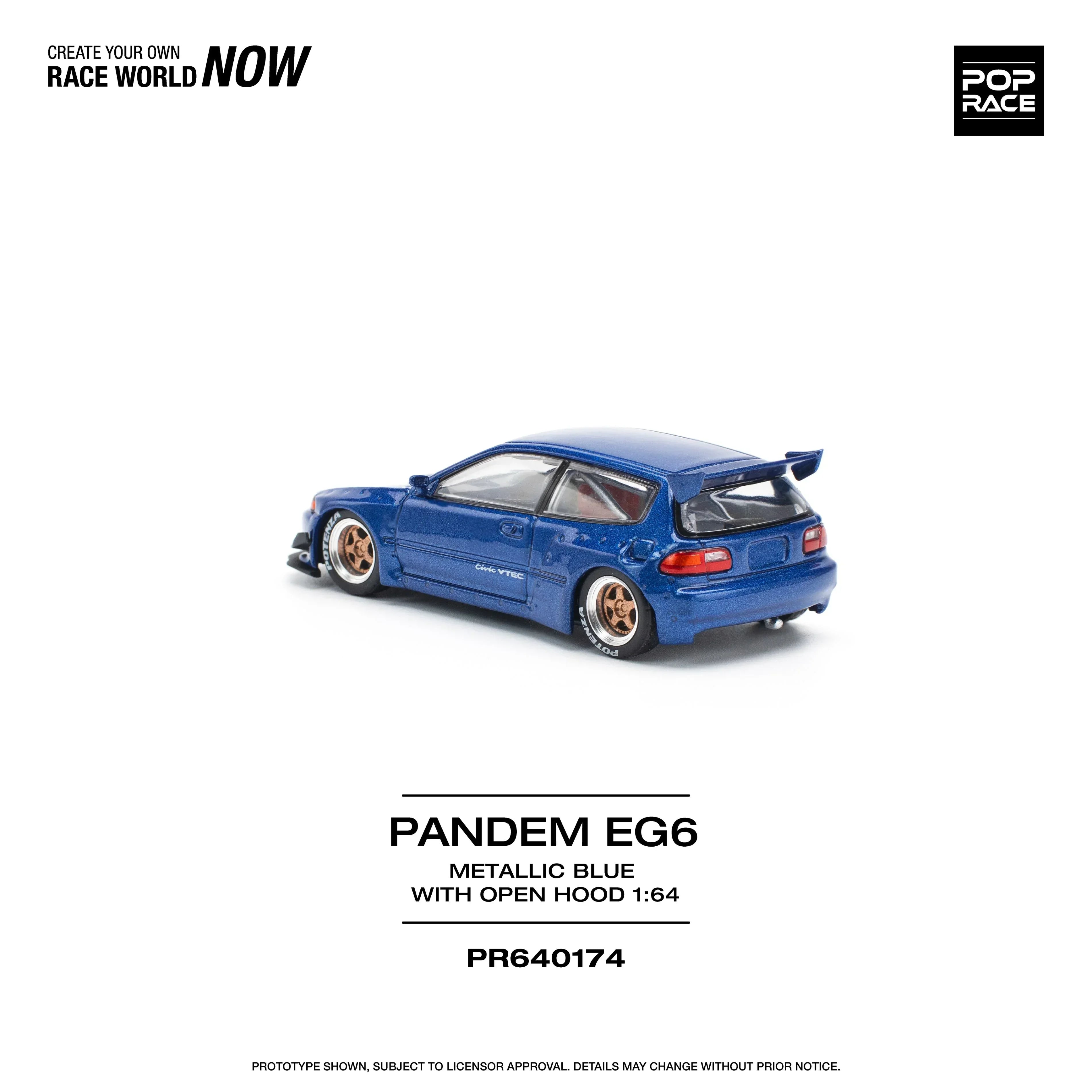 Premium scale model car for display – *PRE-ORDER* Pandem EG6, 1:64 Scale (Blue) Collectible