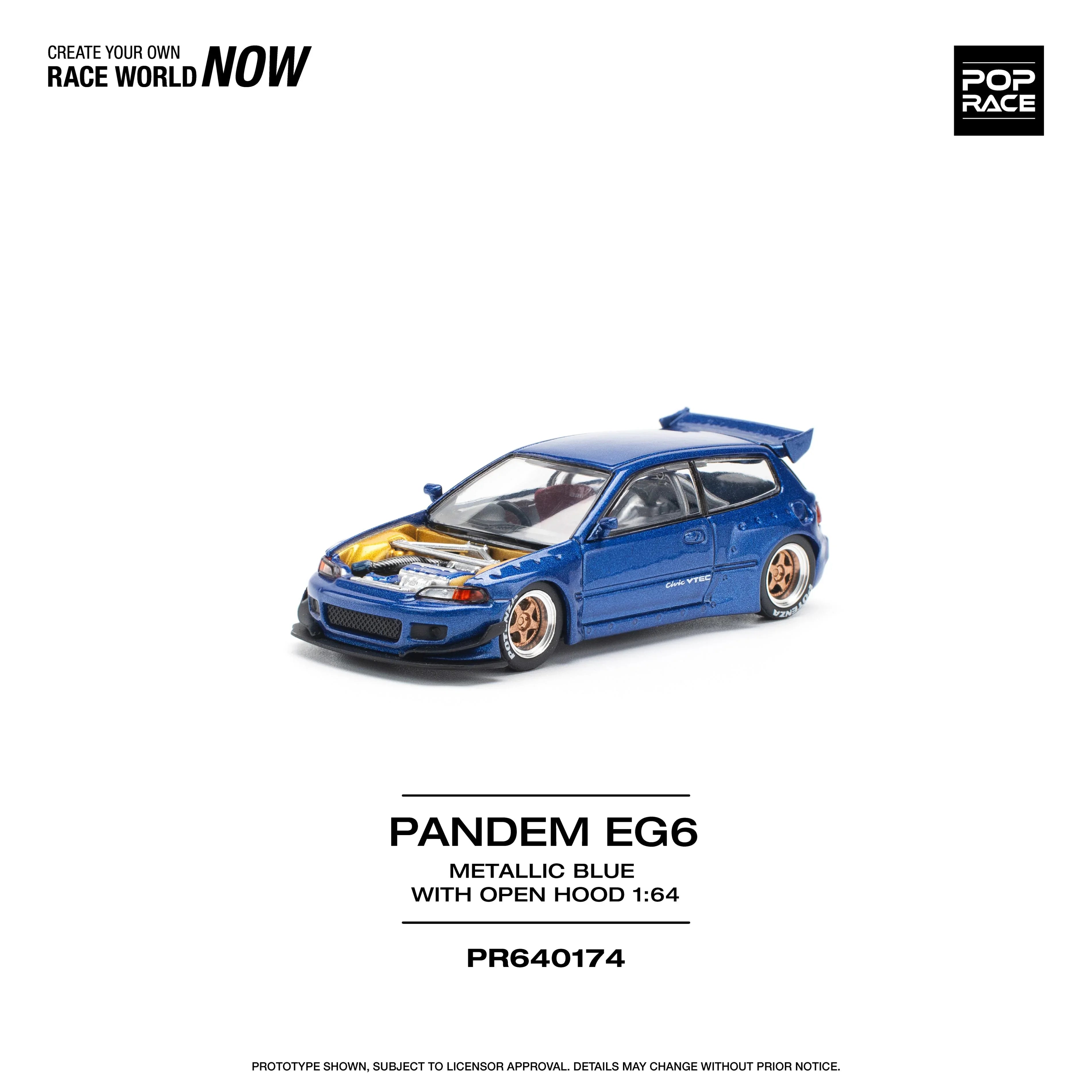 Premium scale model car for display – *PRE-ORDER* Pandem EG6, 1:64 Scale (Blue) Collectible