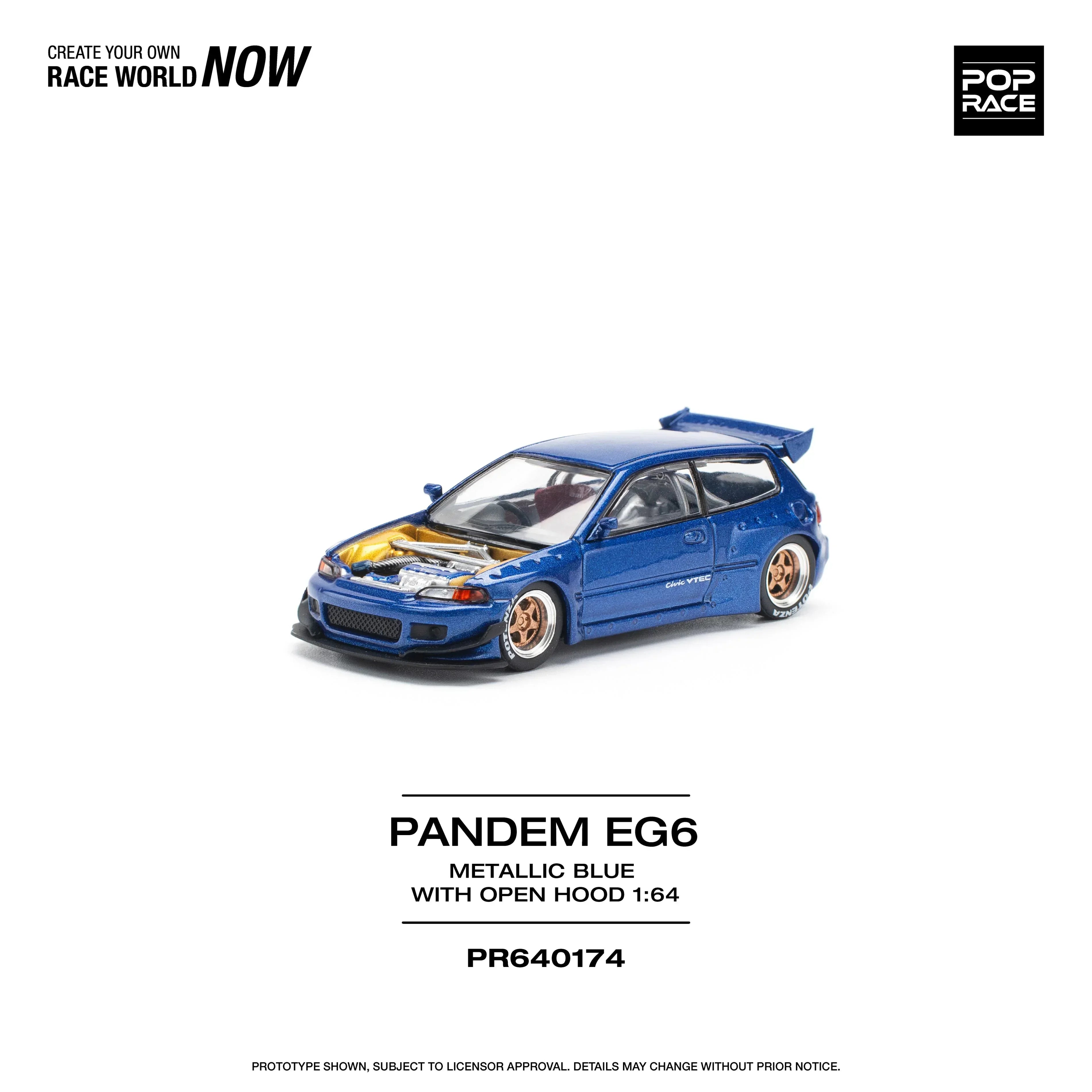 Premium scale model car for display – *PRE-ORDER* Pandem EG6, 1:64 Scale (Blue) Collectible