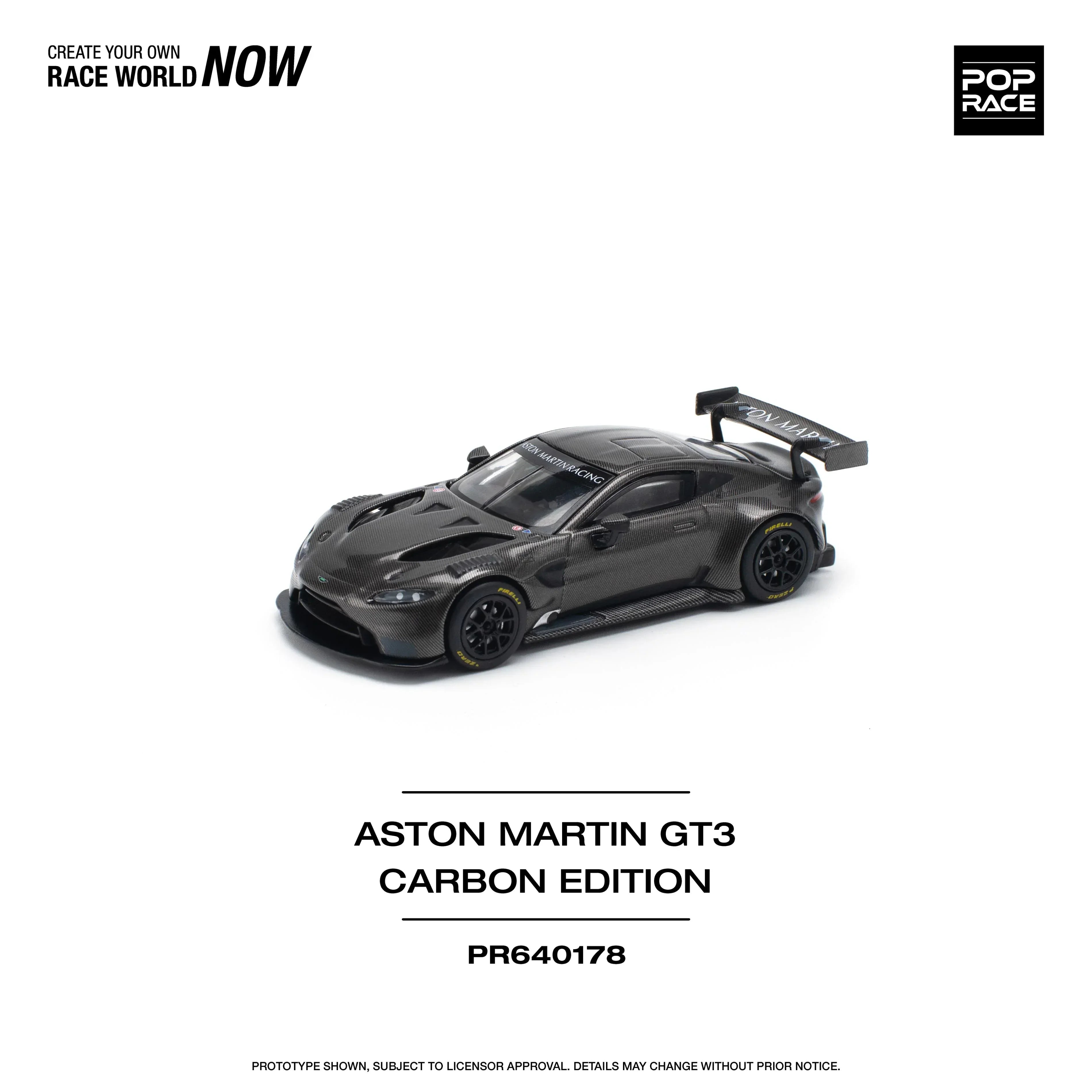 Premium scale diecast model car – Aston Martin GT3 Carbon Edition, 1:64 Scale (Black) Collectible