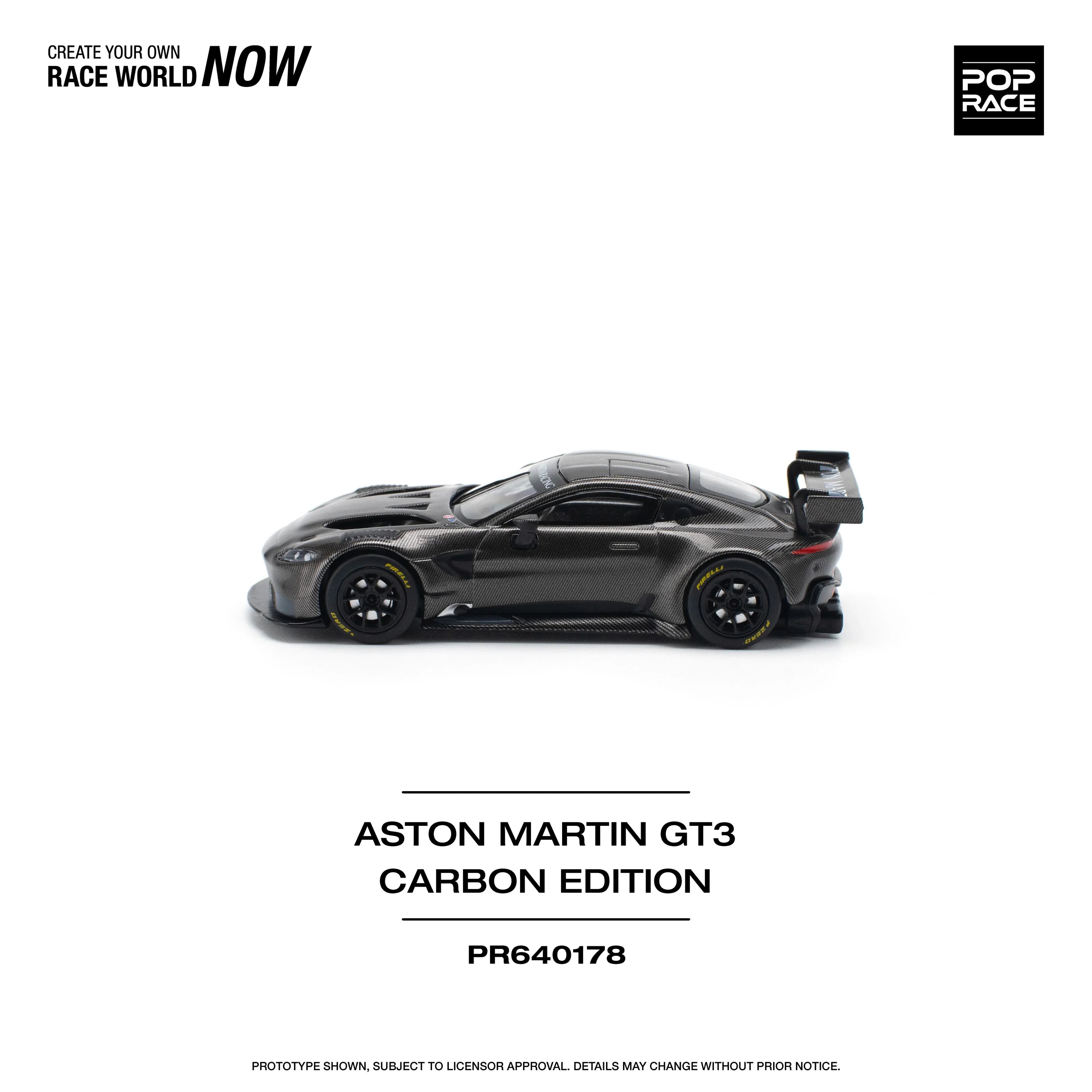 Premium scale diecast model car – Aston Martin GT3 Carbon Edition, 1:64 Scale (Black) Collectible