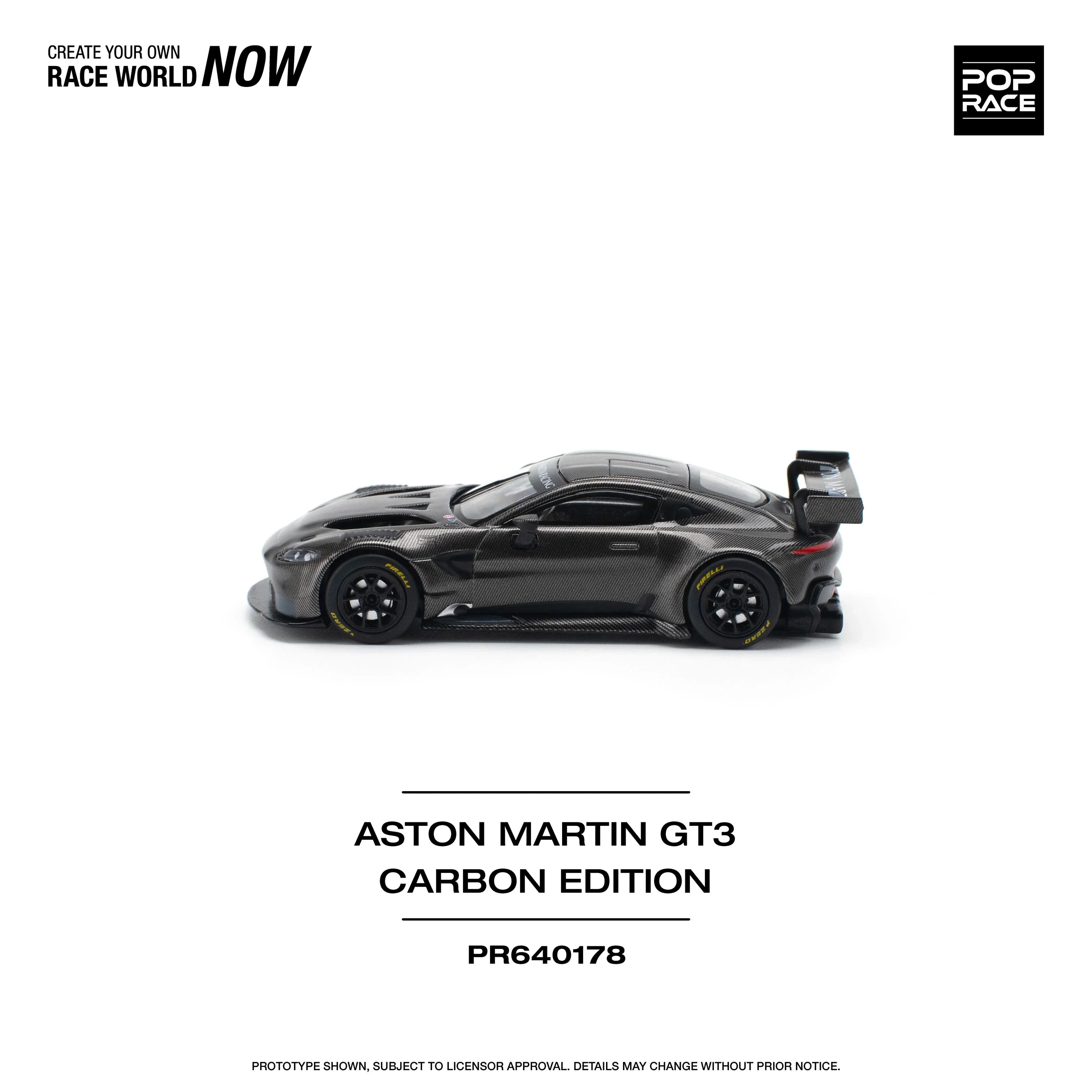 Premium scale diecast model car – Aston Martin GT3 Carbon Edition, 1:64 Scale (Black) Collectible