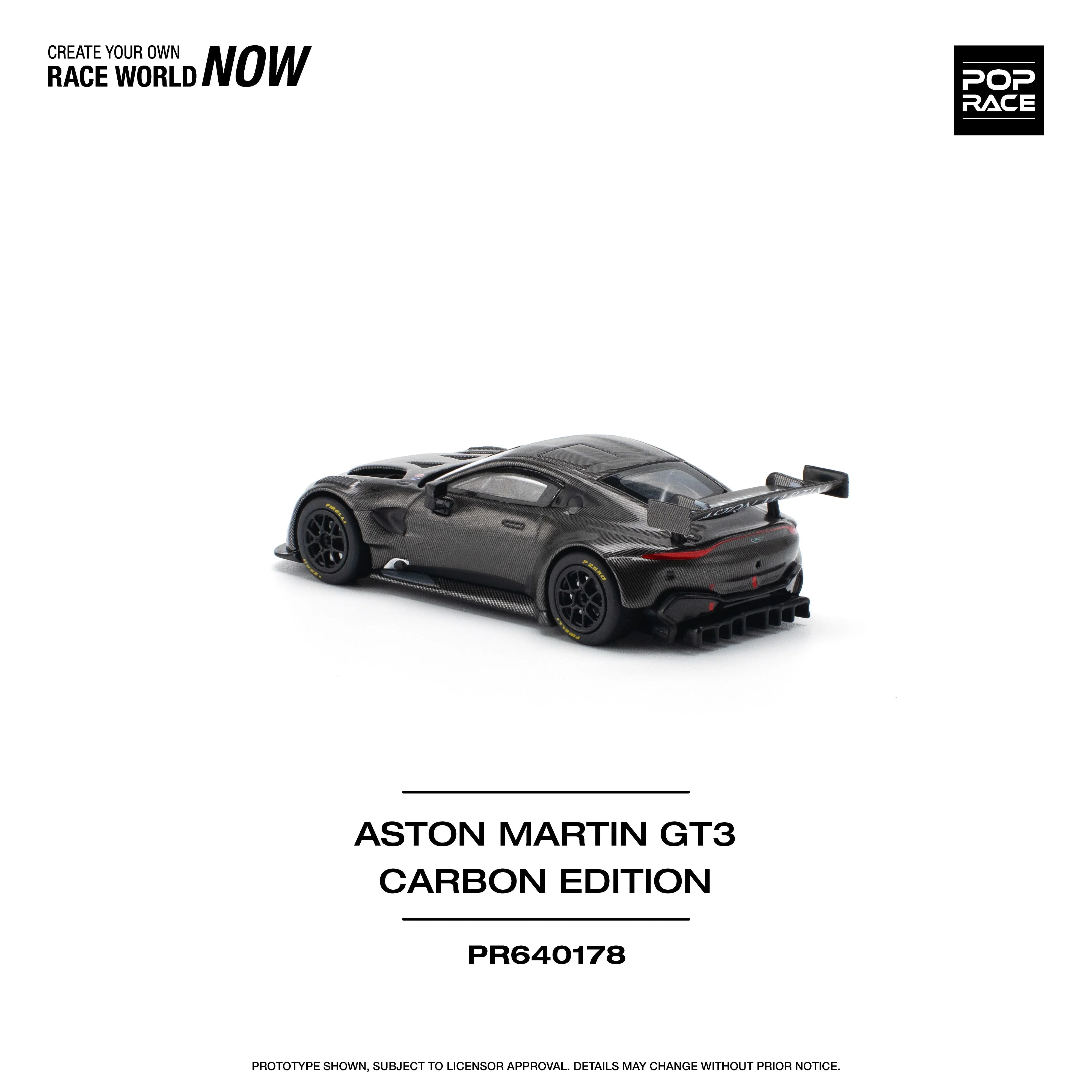 Premium scale diecast model car – Aston Martin GT3 Carbon Edition, 1:64 Scale (Black) Collectible