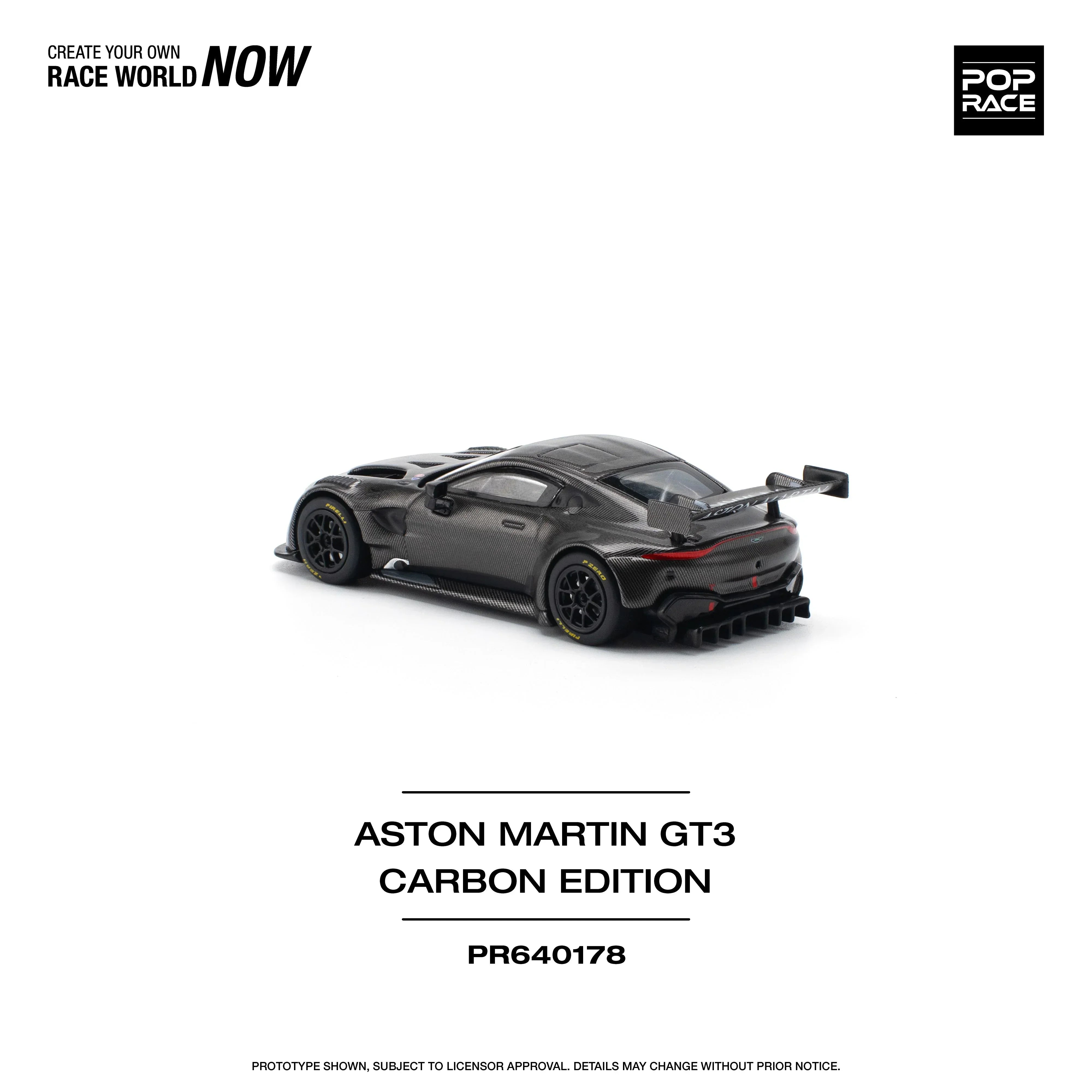Premium scale diecast model car – Aston Martin GT3 Carbon Edition, 1:64 Scale (Black) Collectible
