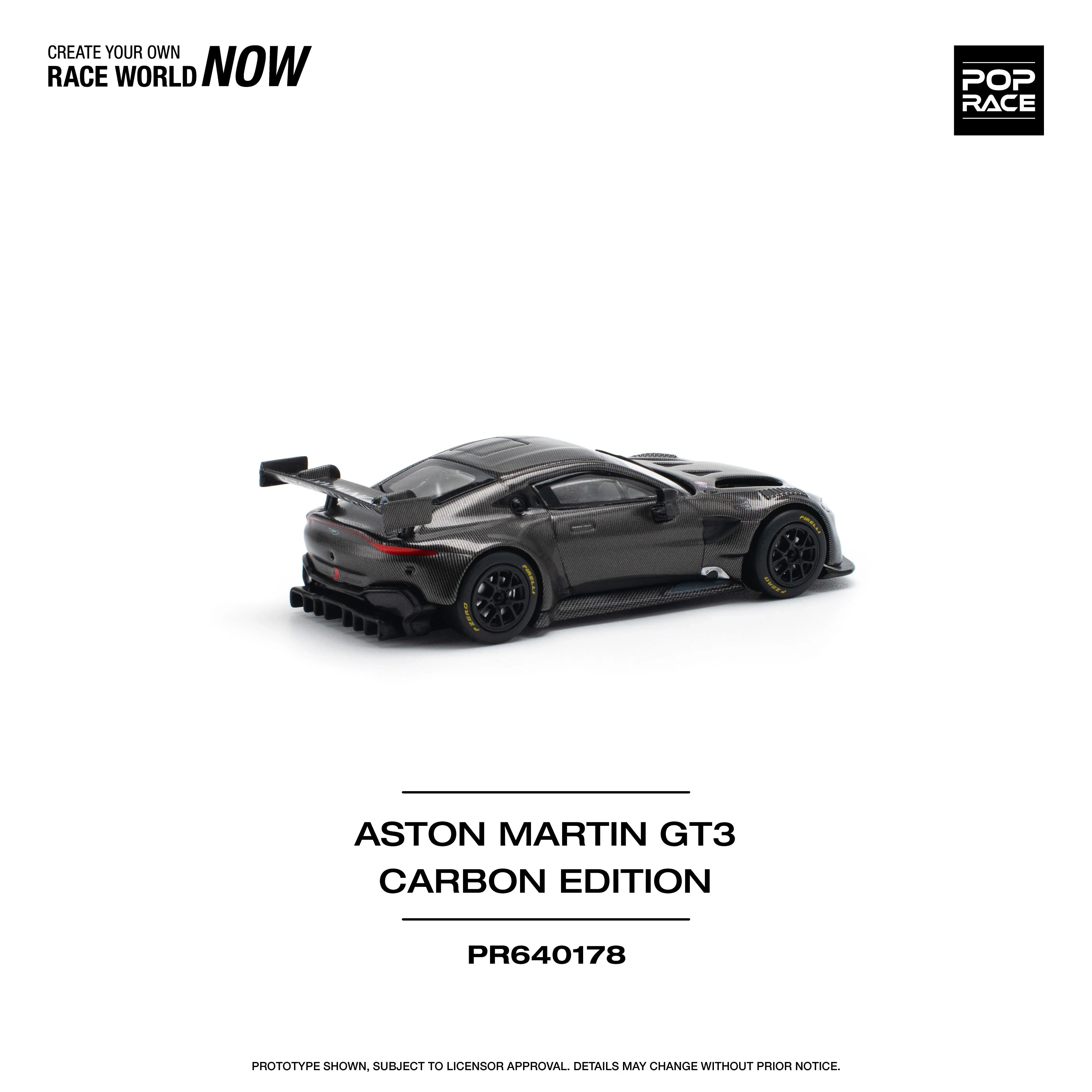 Premium scale diecast model car – Aston Martin GT3 Carbon Edition, 1:64 Scale (Black) Collectible