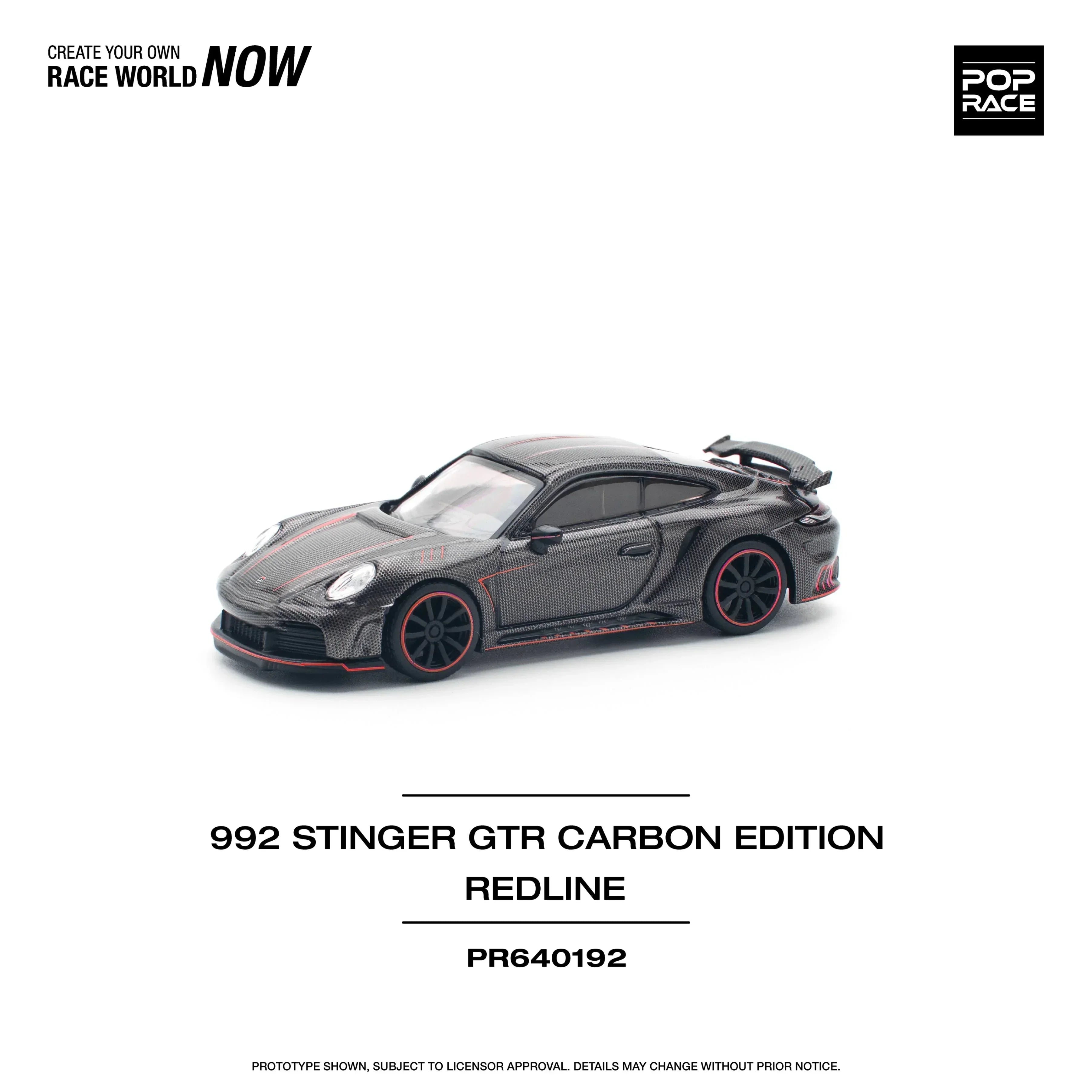 Premium scale diecast model car – 992 Stinger GTR Carbon Edition, 1:64 Scale (Black) Collectible