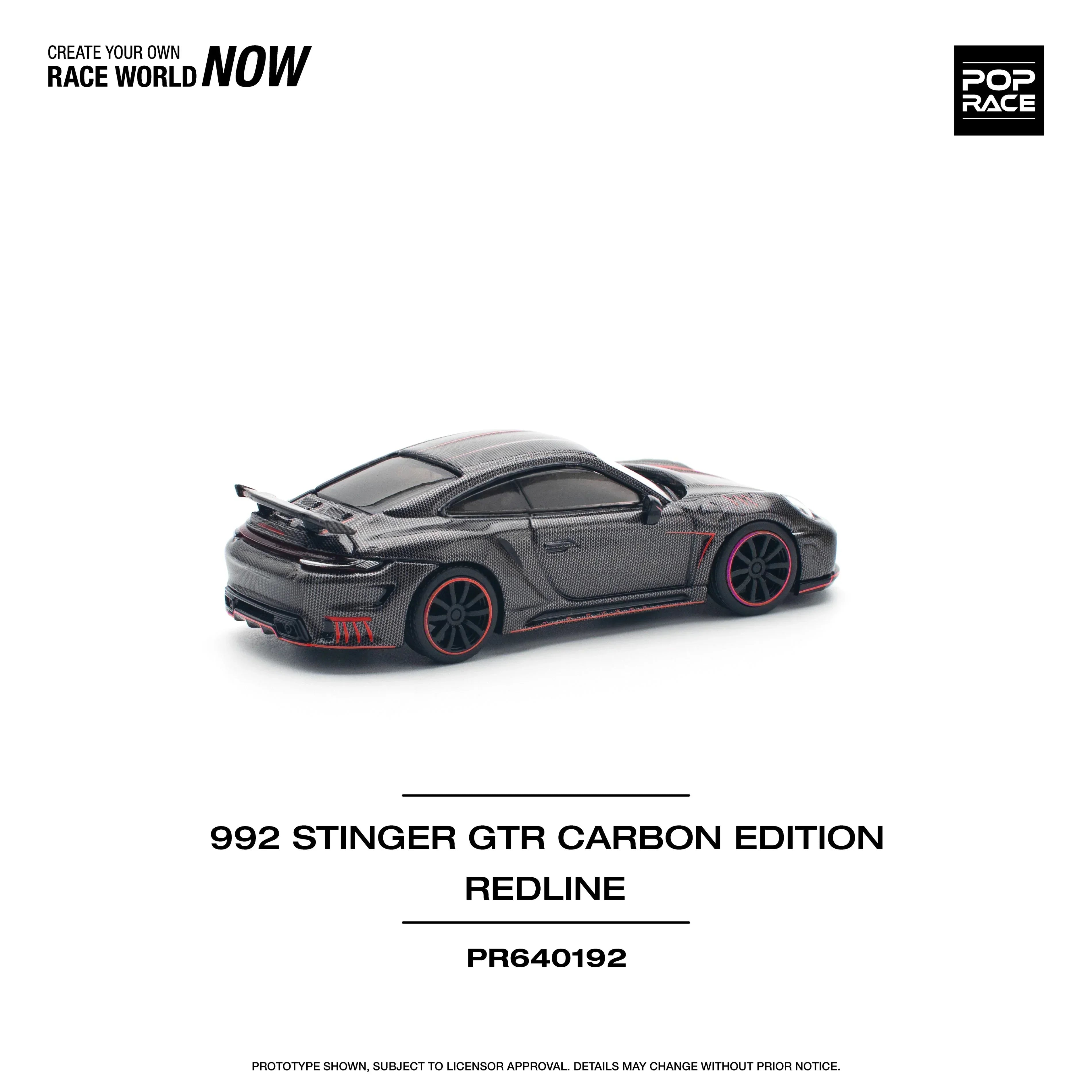 Premium scale diecast model car – 992 Stinger GTR Carbon Edition, 1:64 Scale (Black) Collectible