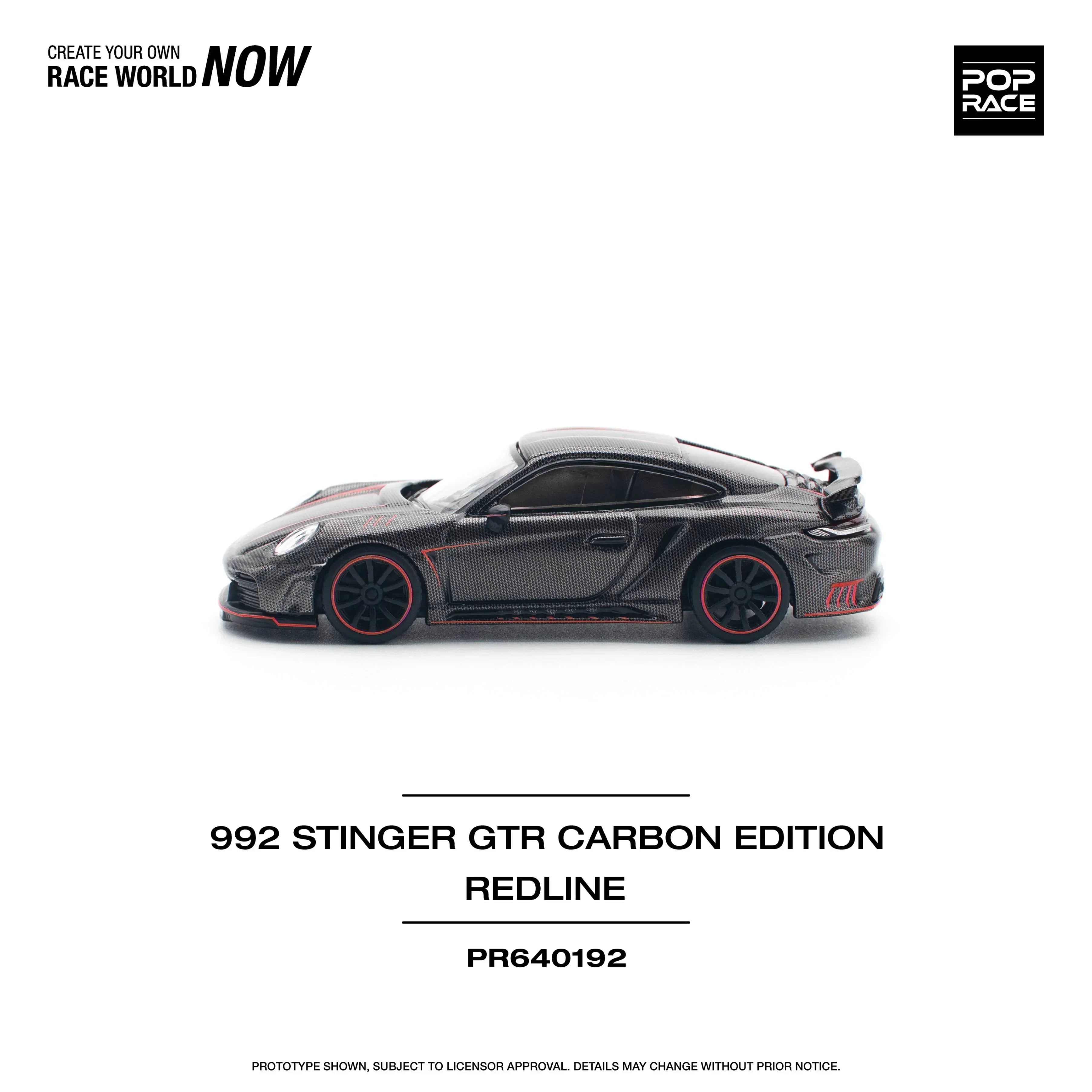 Premium scale diecast model car – 992 Stinger GTR Carbon Edition, 1:64 Scale (Black) Collectible