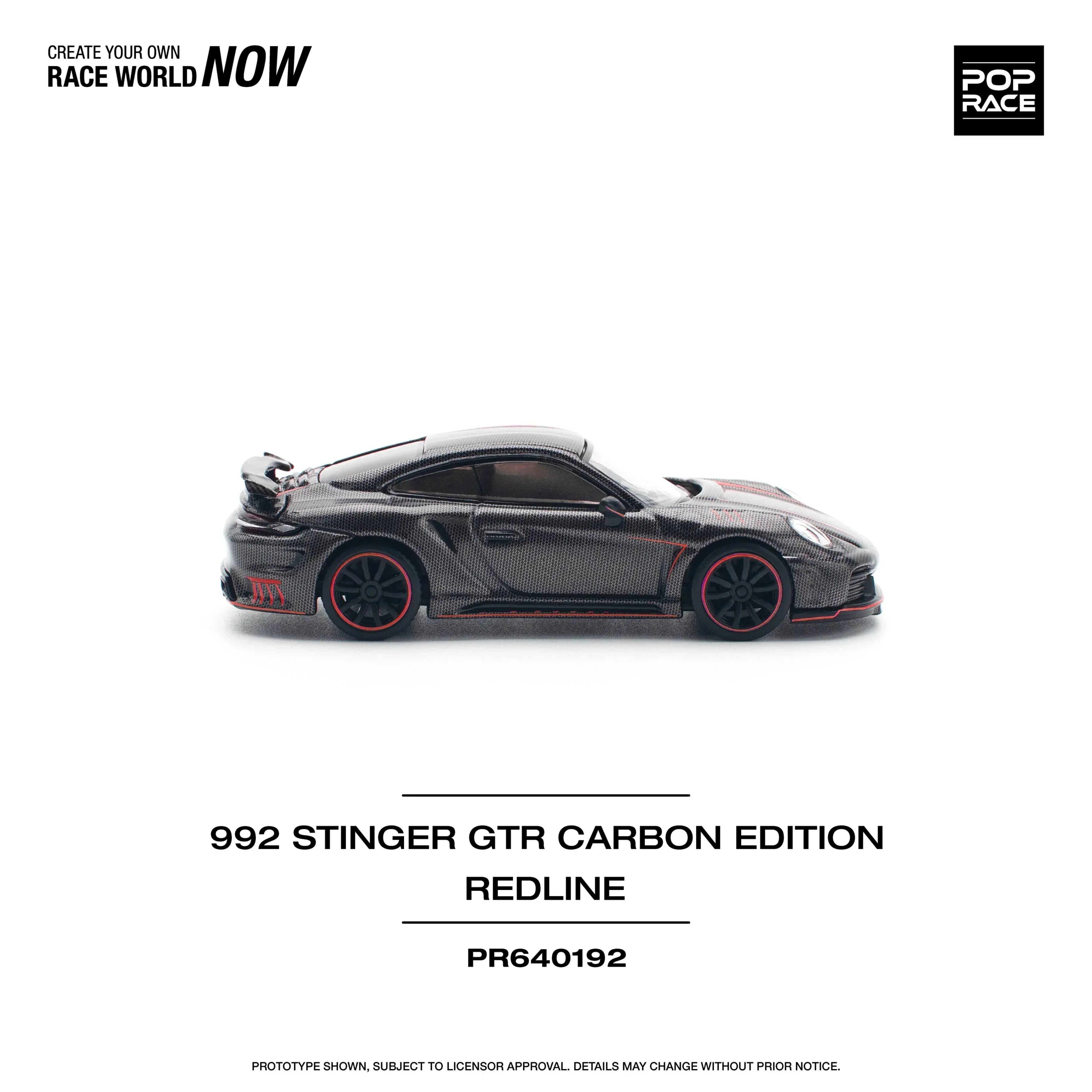 Premium scale diecast model car – 992 Stinger GTR Carbon Edition, 1:64 Scale (Black) Collectible