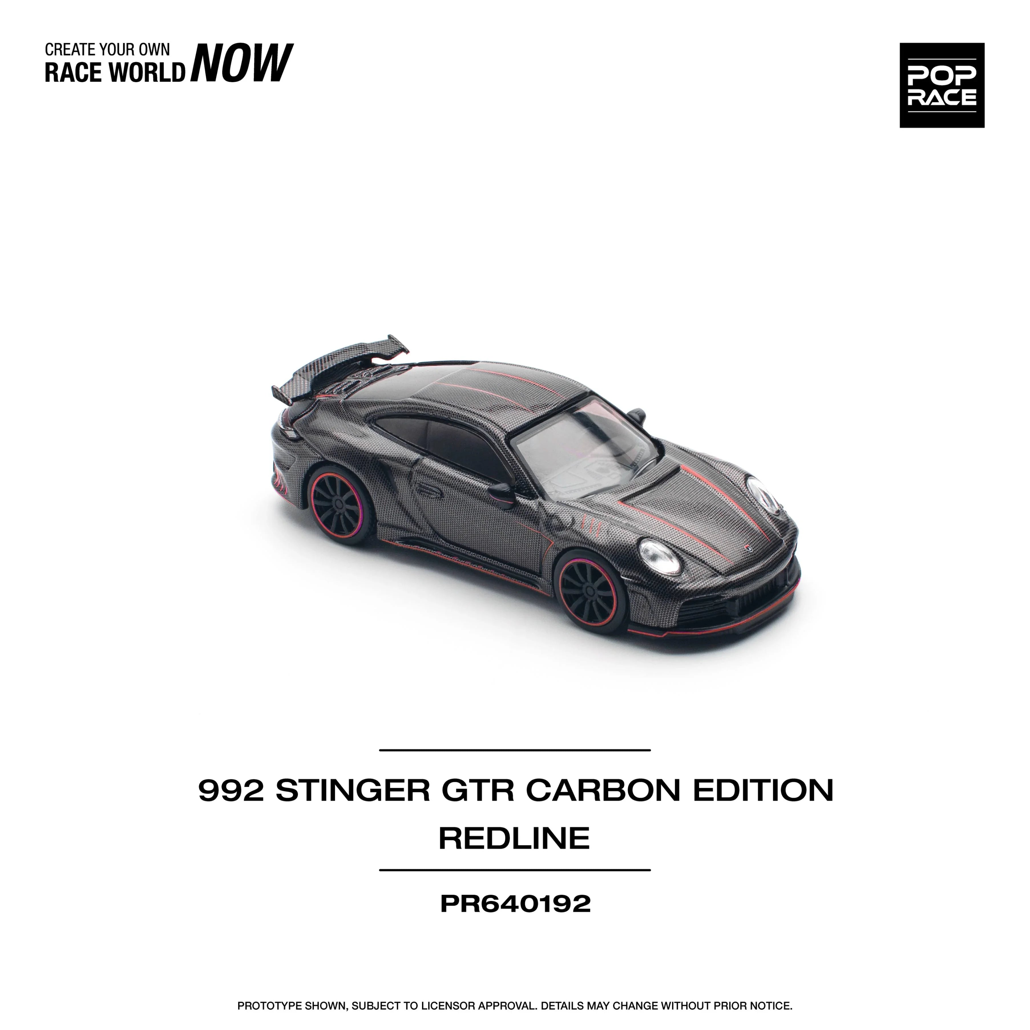 Premium scale diecast model car – 992 Stinger GTR Carbon Edition, 1:64 Scale (Black) Collectible