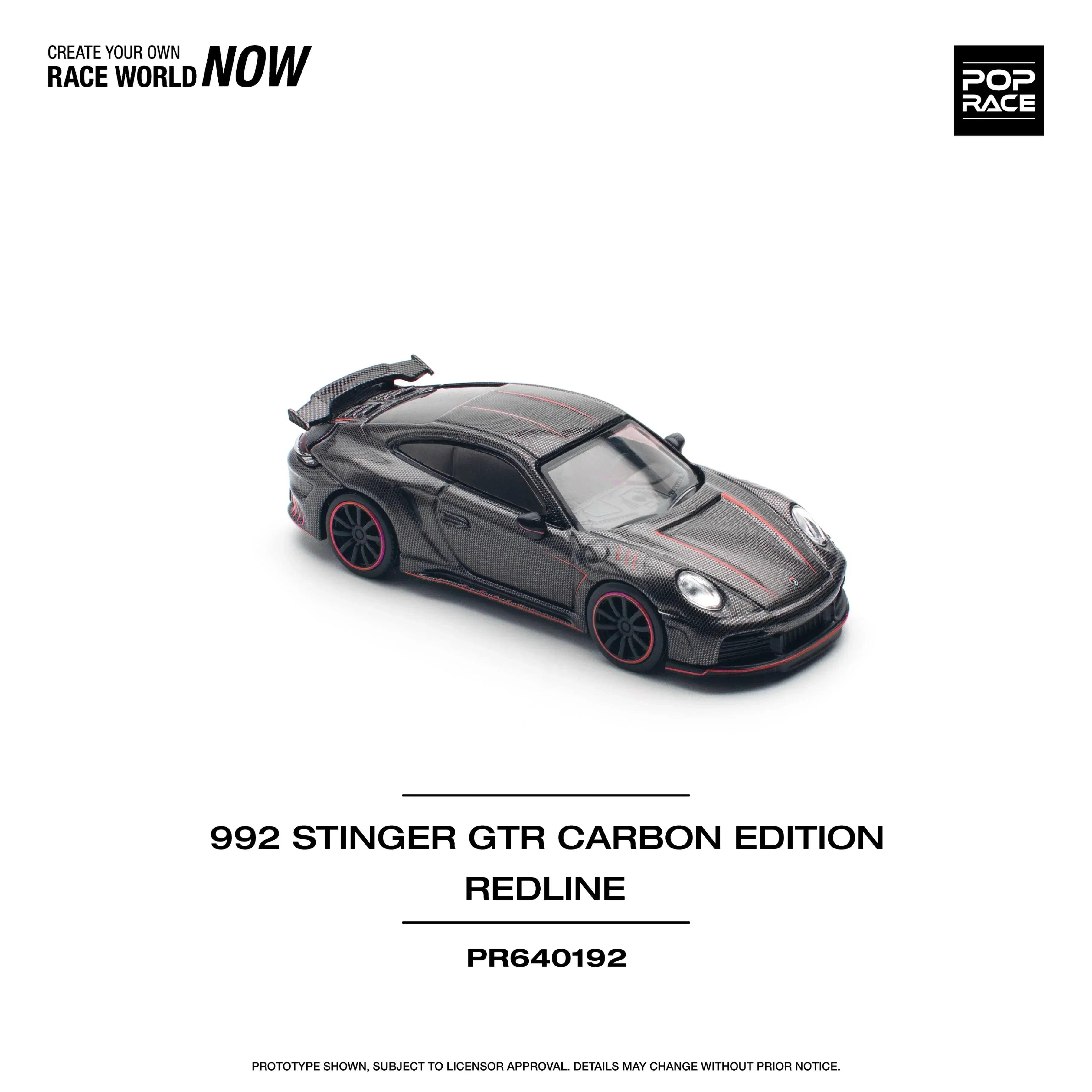 Premium scale diecast model car – 992 Stinger GTR Carbon Edition, 1:64 Scale (Black) Collectible