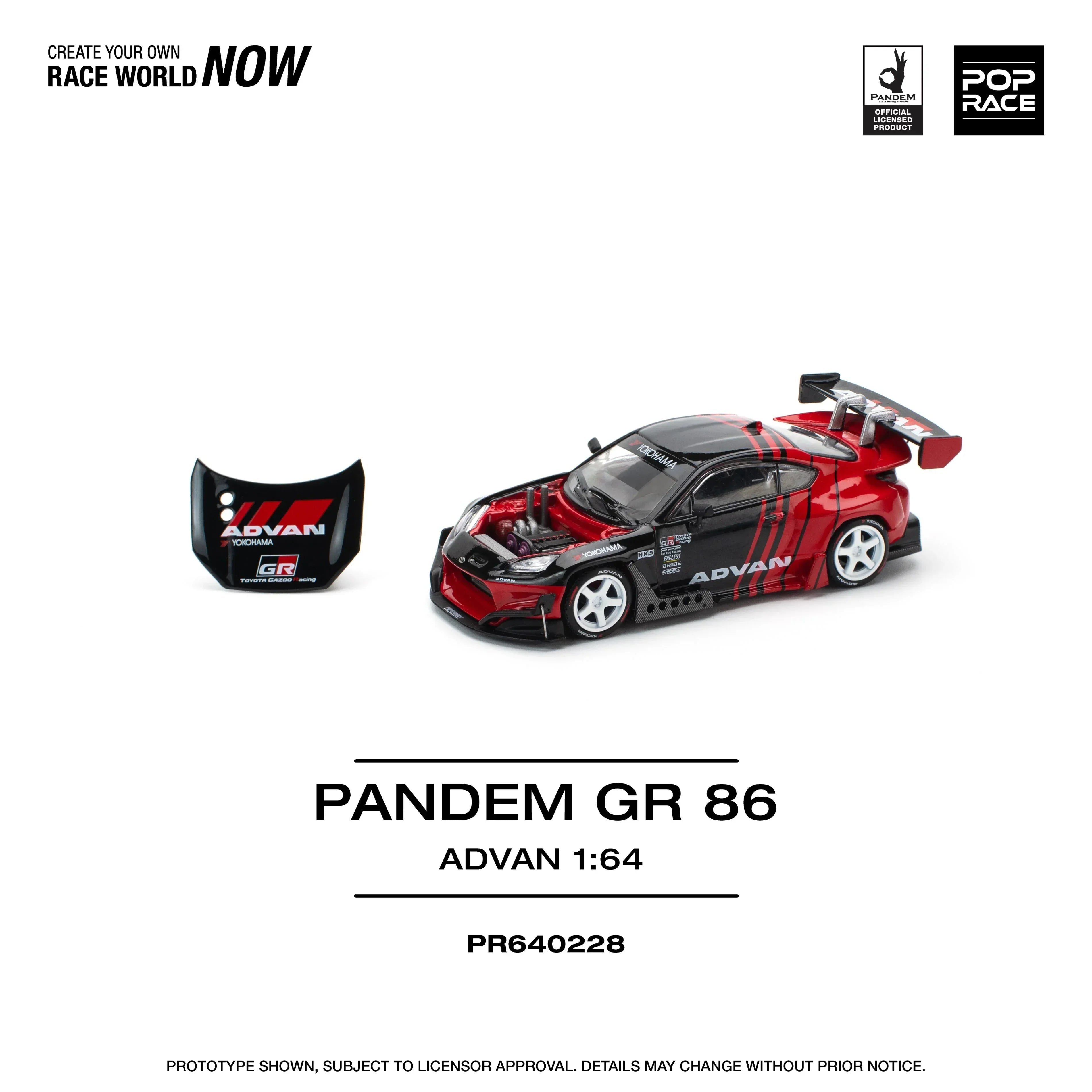 Premium scale diecast model car – Pandem GR 86 Advan, 1:64 Scale (Red) Collectible