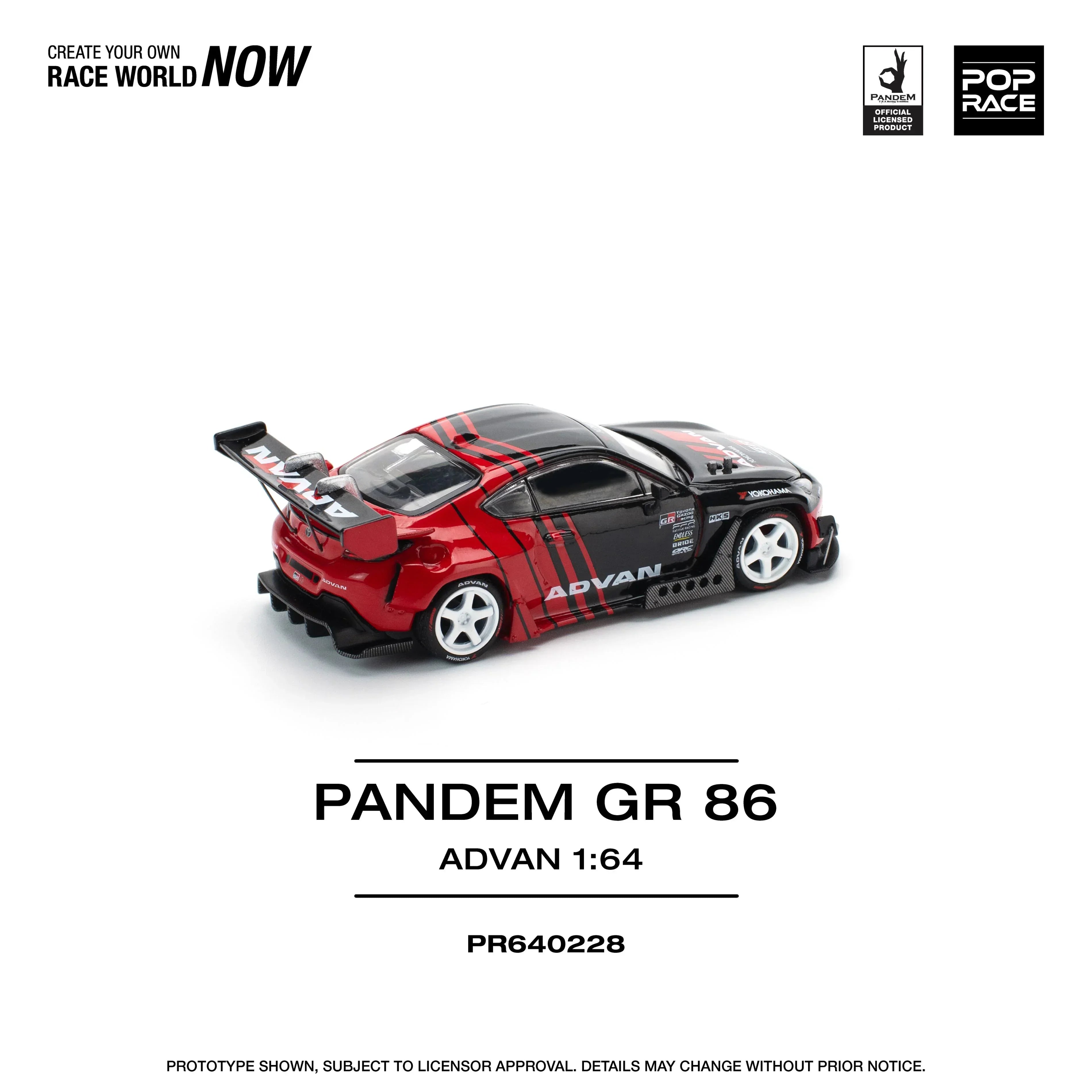 Premium scale diecast model car – Pandem GR 86 Advan, 1:64 Scale (Red) Collectible