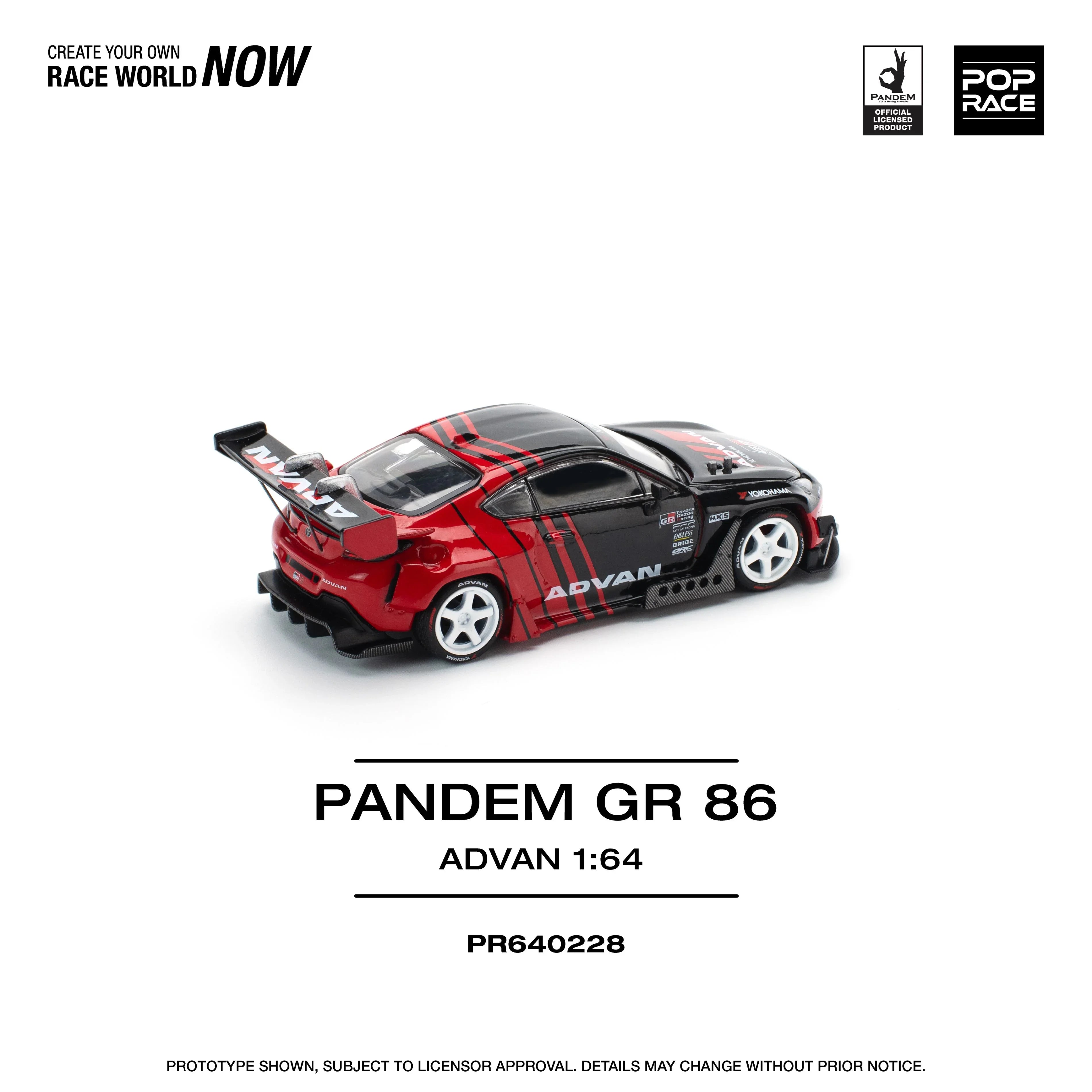 Premium scale diecast model car – Pandem GR 86 Advan, 1:64 Scale (Red) Collectible