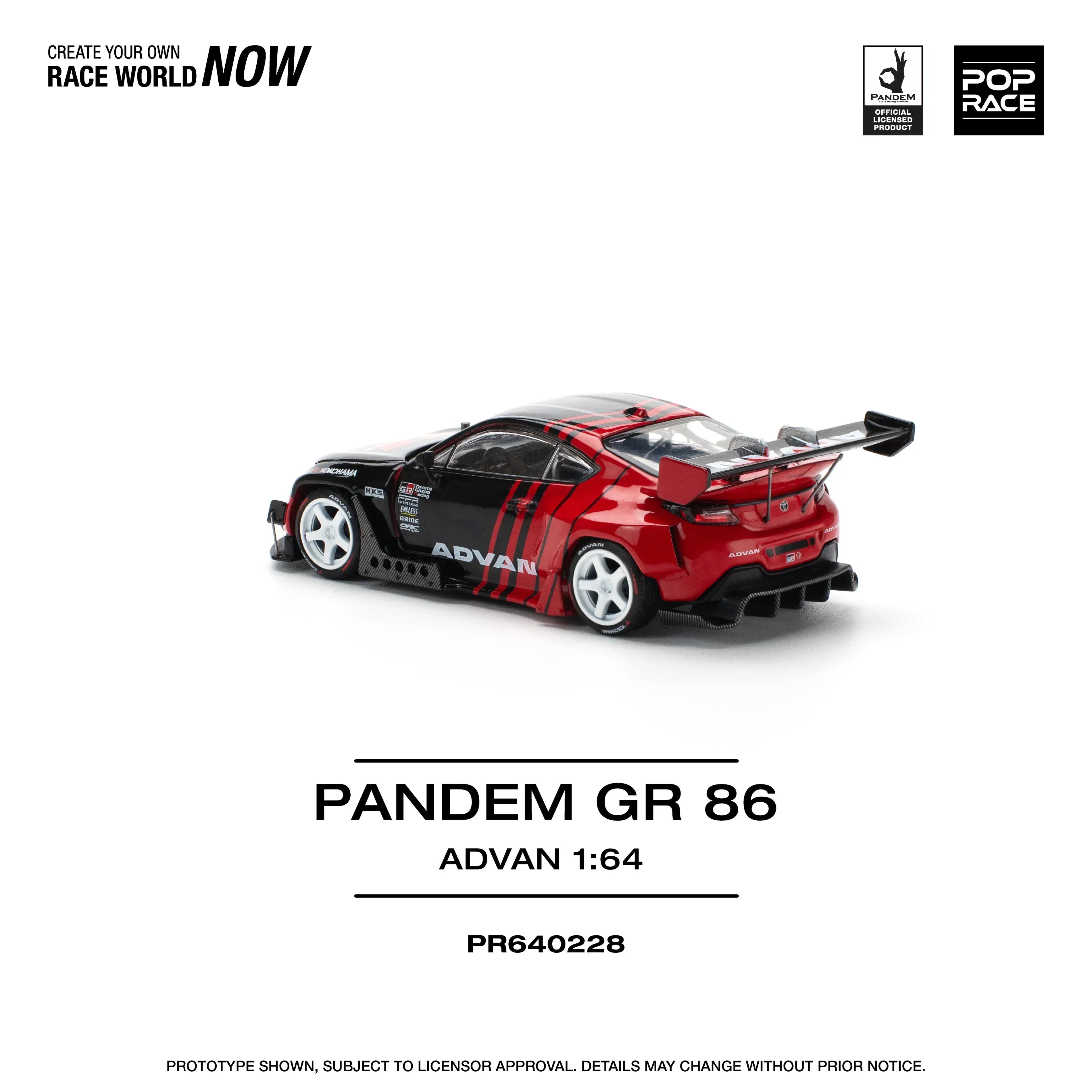 Premium scale diecast model car – Pandem GR 86 Advan, 1:64 Scale (Red) Collectible