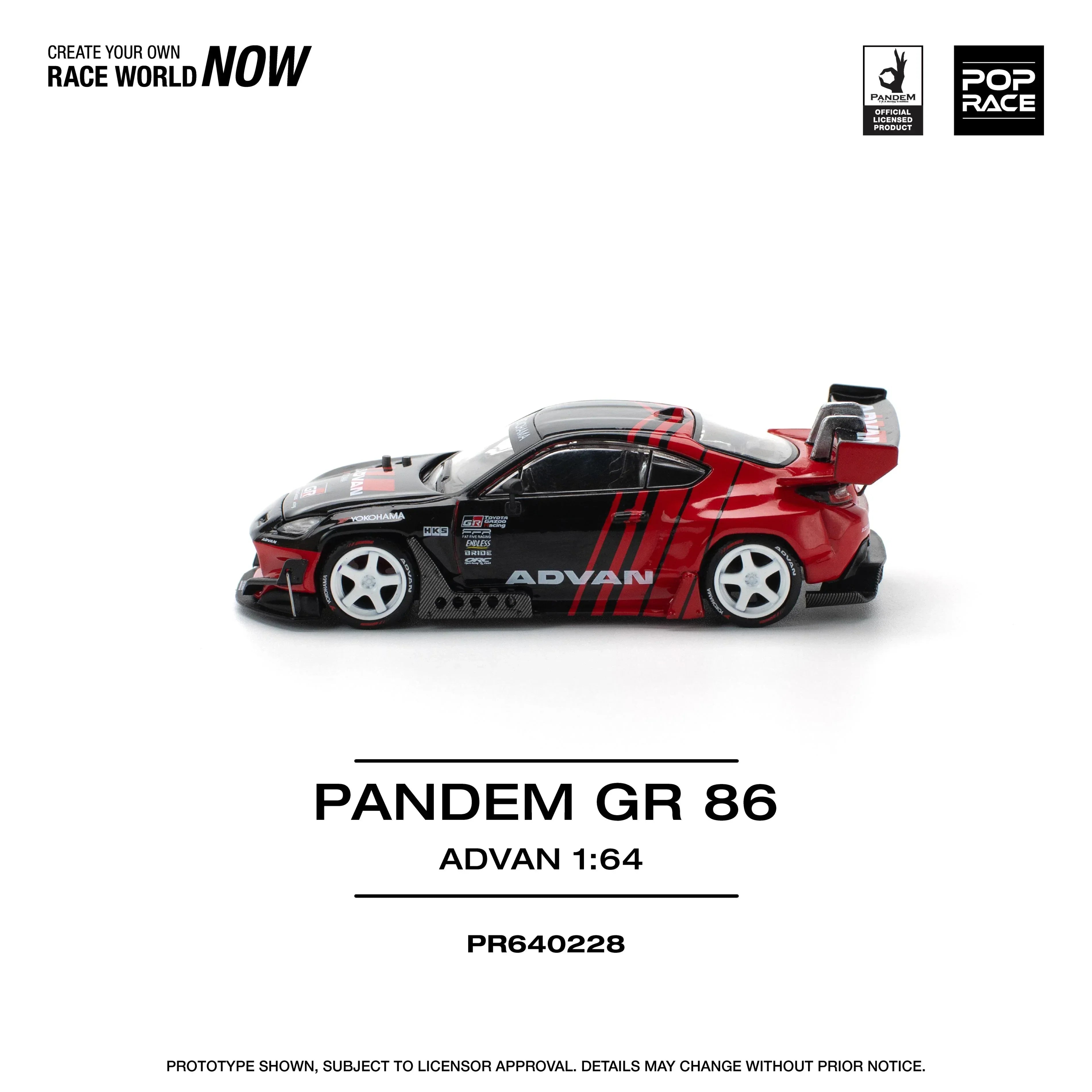 Premium scale diecast model car – Pandem GR 86 Advan, 1:64 Scale (Red) Collectible