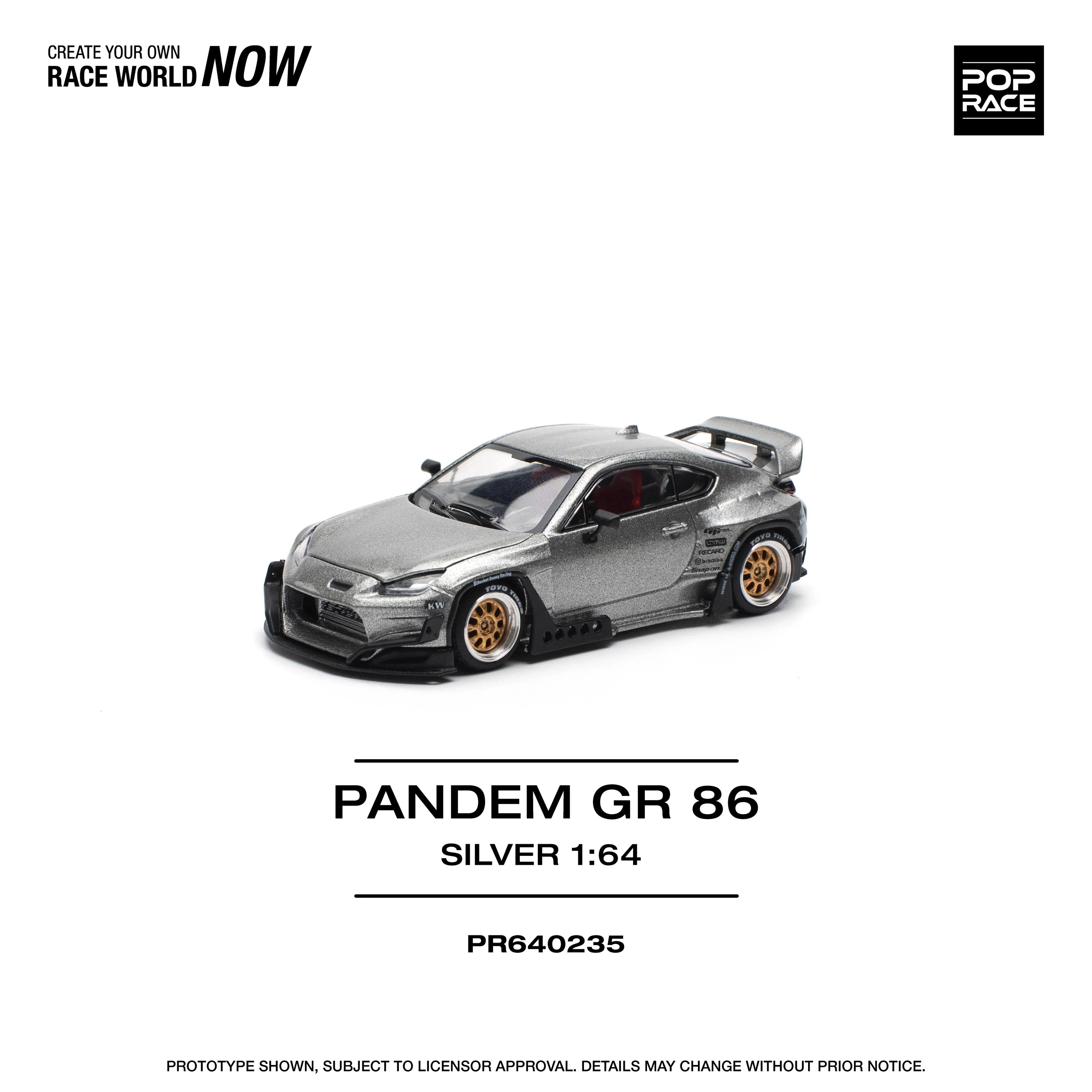 Premium scale diecast model car – Pandem GR 86, 1:64 Scale (Silver) Collectible