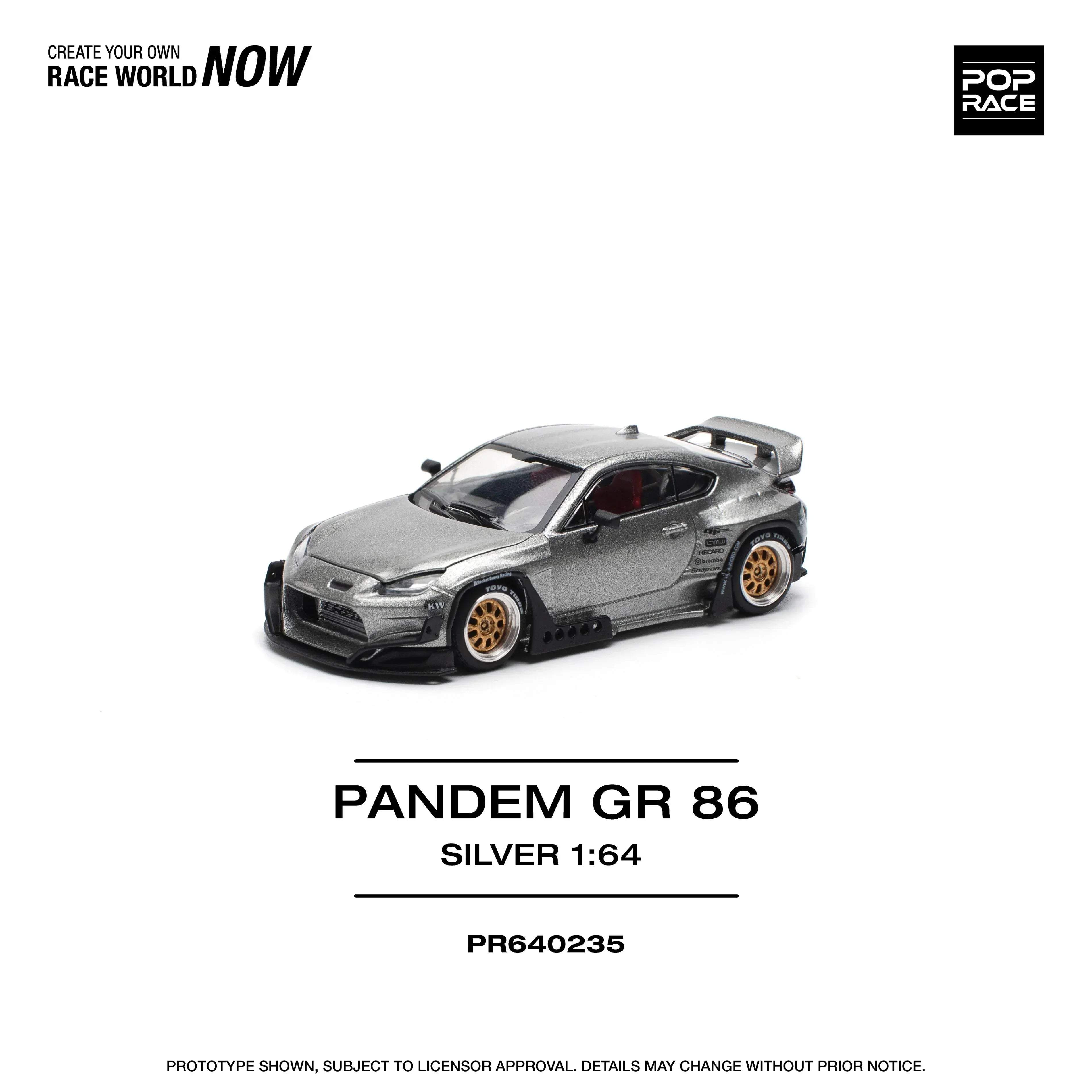 Premium scale diecast model car – Pandem GR 86, 1:64 Scale (Silver) Collectible