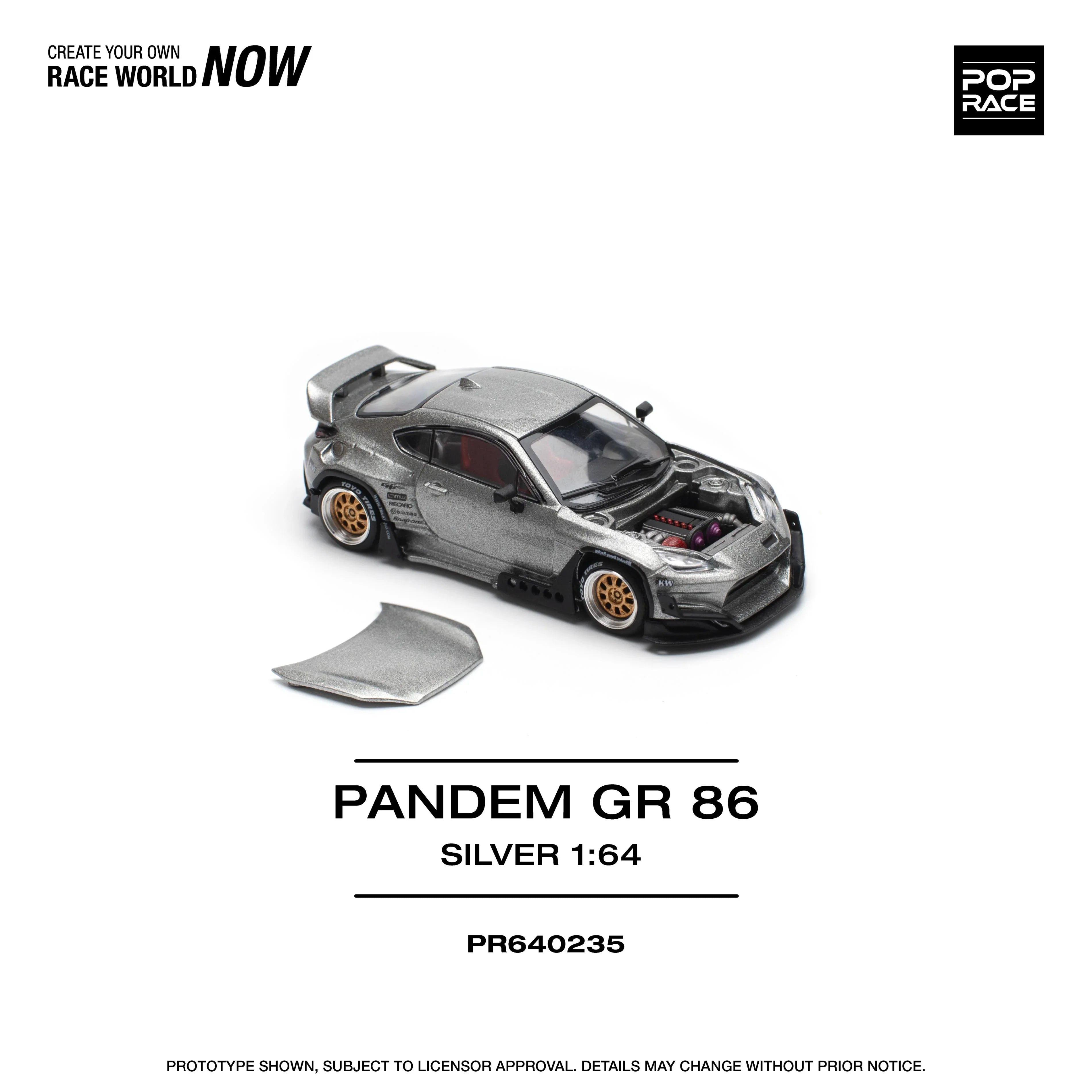 Premium scale diecast model car – Pandem GR 86, 1:64 Scale (Silver) Collectible