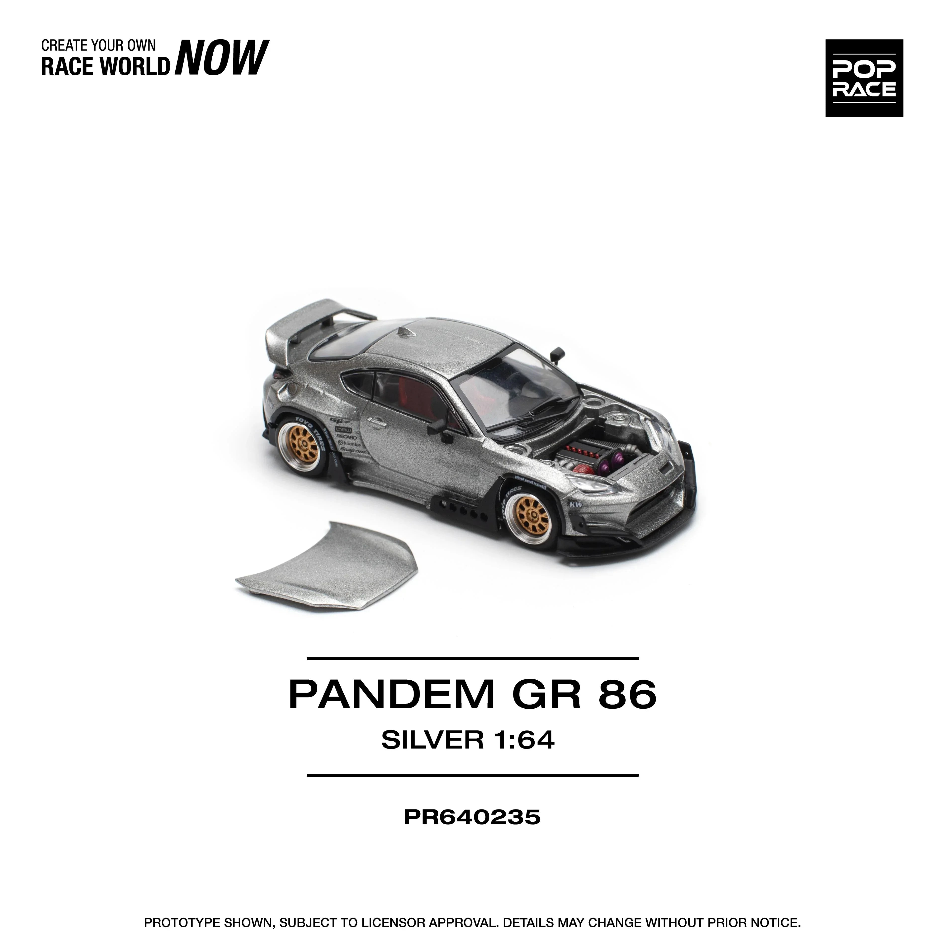 Premium scale diecast model car – Pandem GR 86, 1:64 Scale (Silver) Collectible