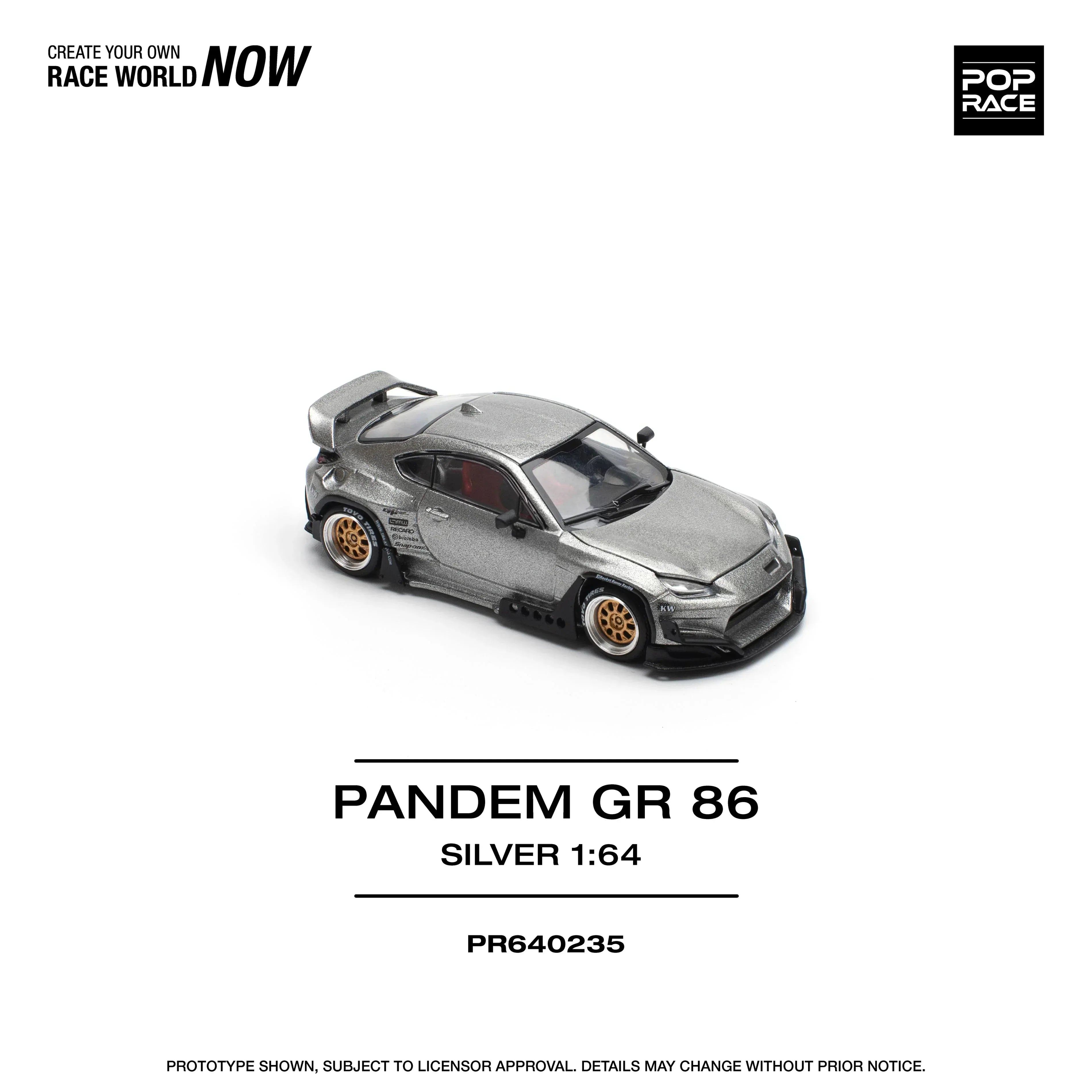 Premium scale diecast model car – Pandem GR 86, 1:64 Scale (Silver) Collectible