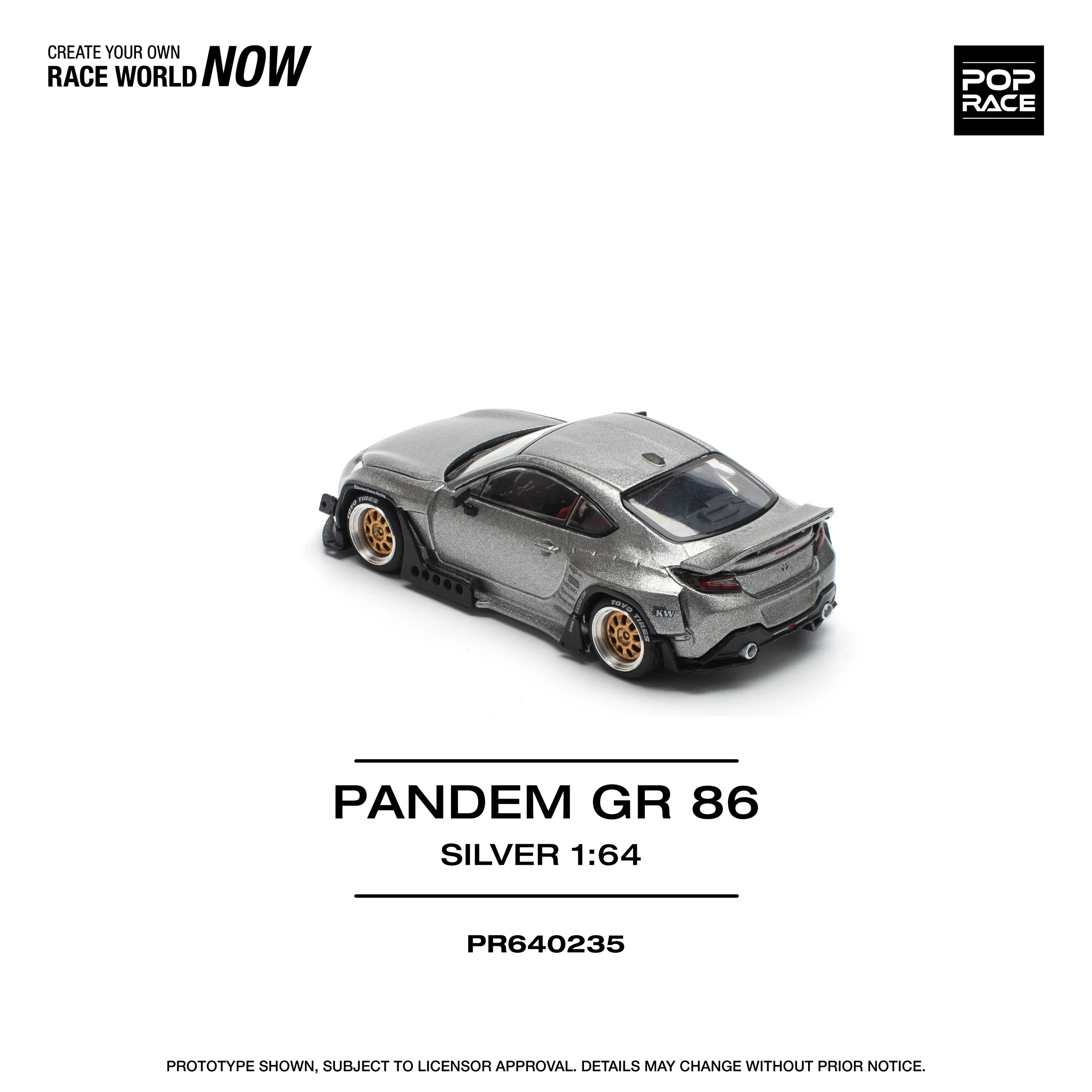 Premium scale diecast model car – Pandem GR 86, 1:64 Scale (Silver) Collectible