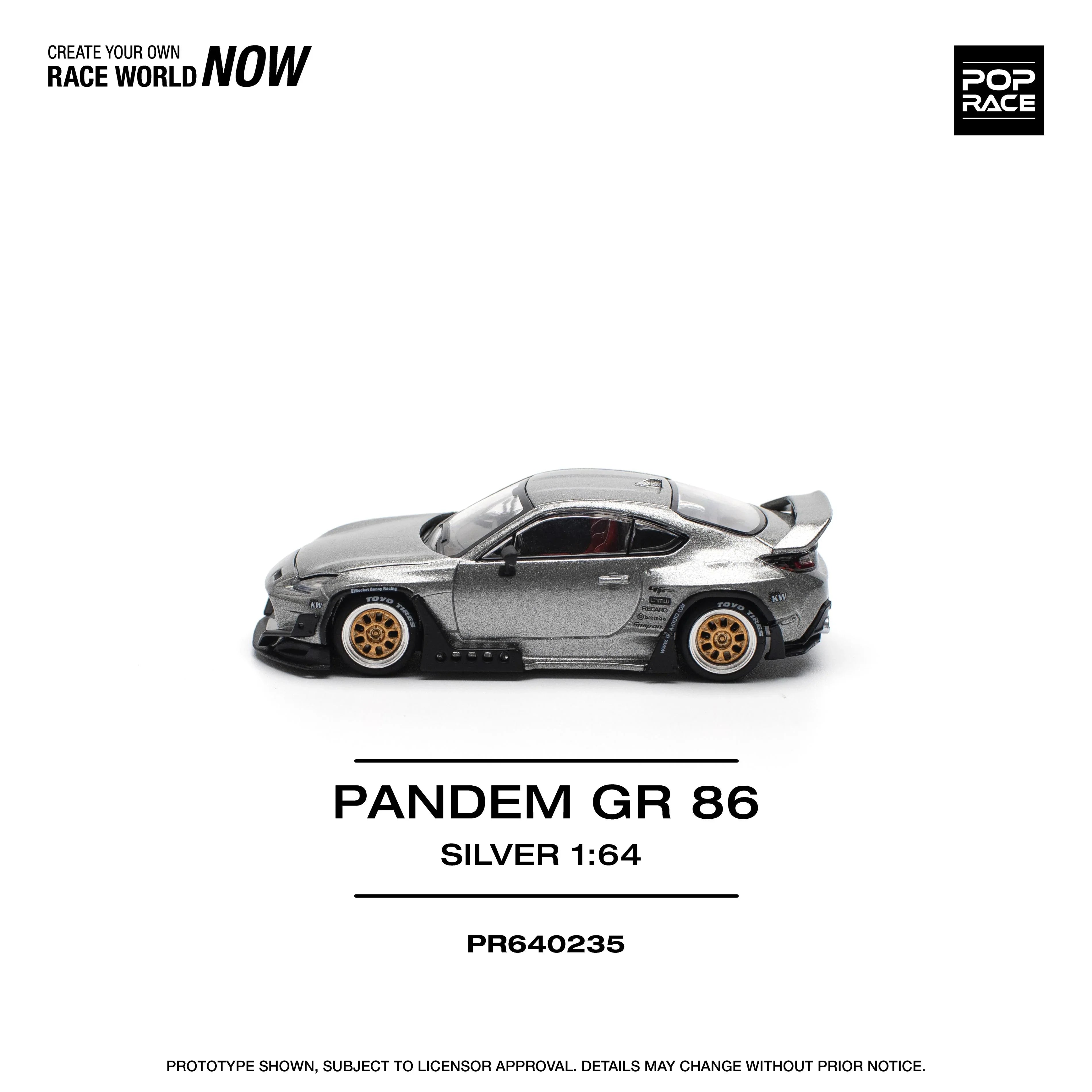 Premium scale diecast model car – Pandem GR 86, 1:64 Scale (Silver) Collectible