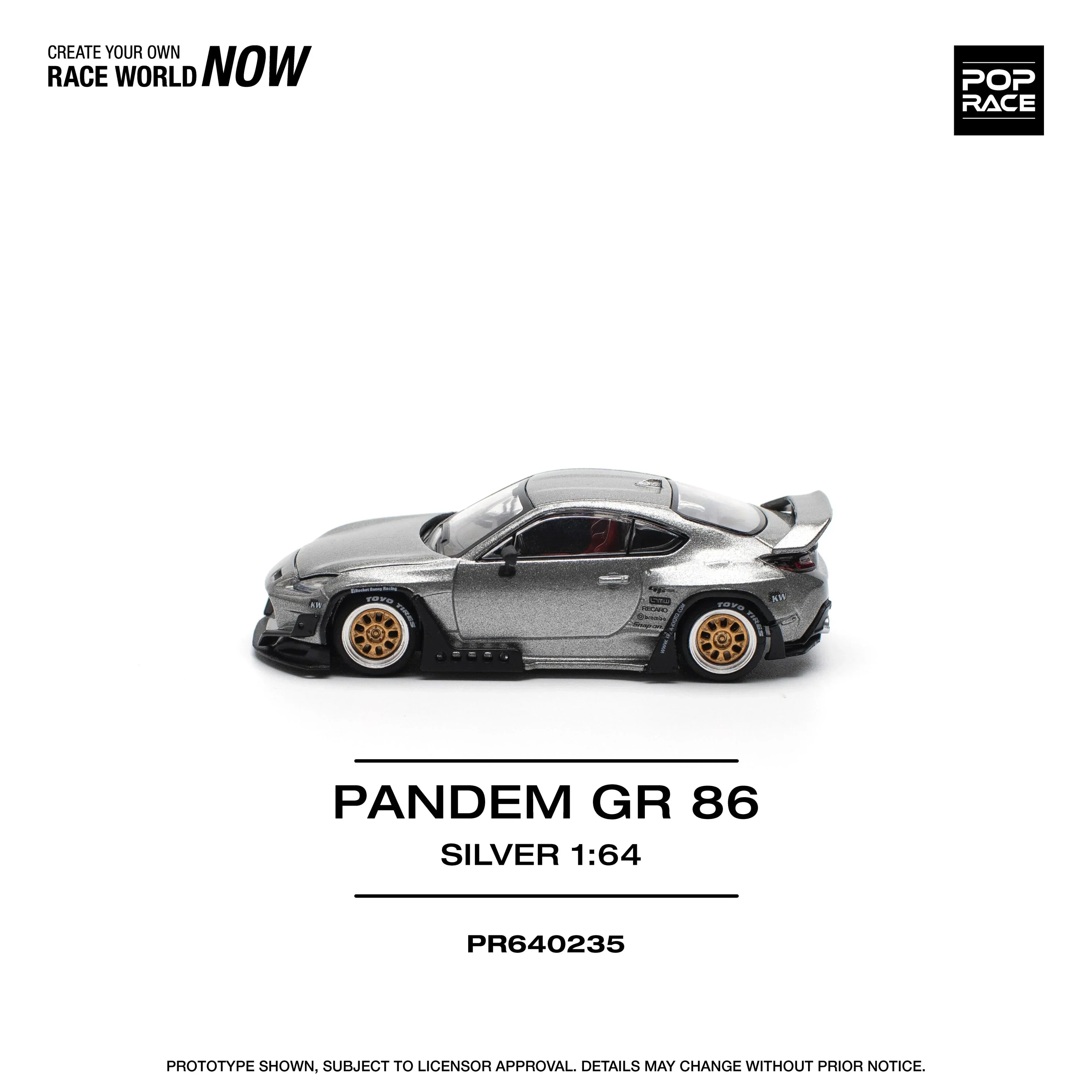 Premium scale diecast model car – Pandem GR 86, 1:64 Scale (Silver) Collectible