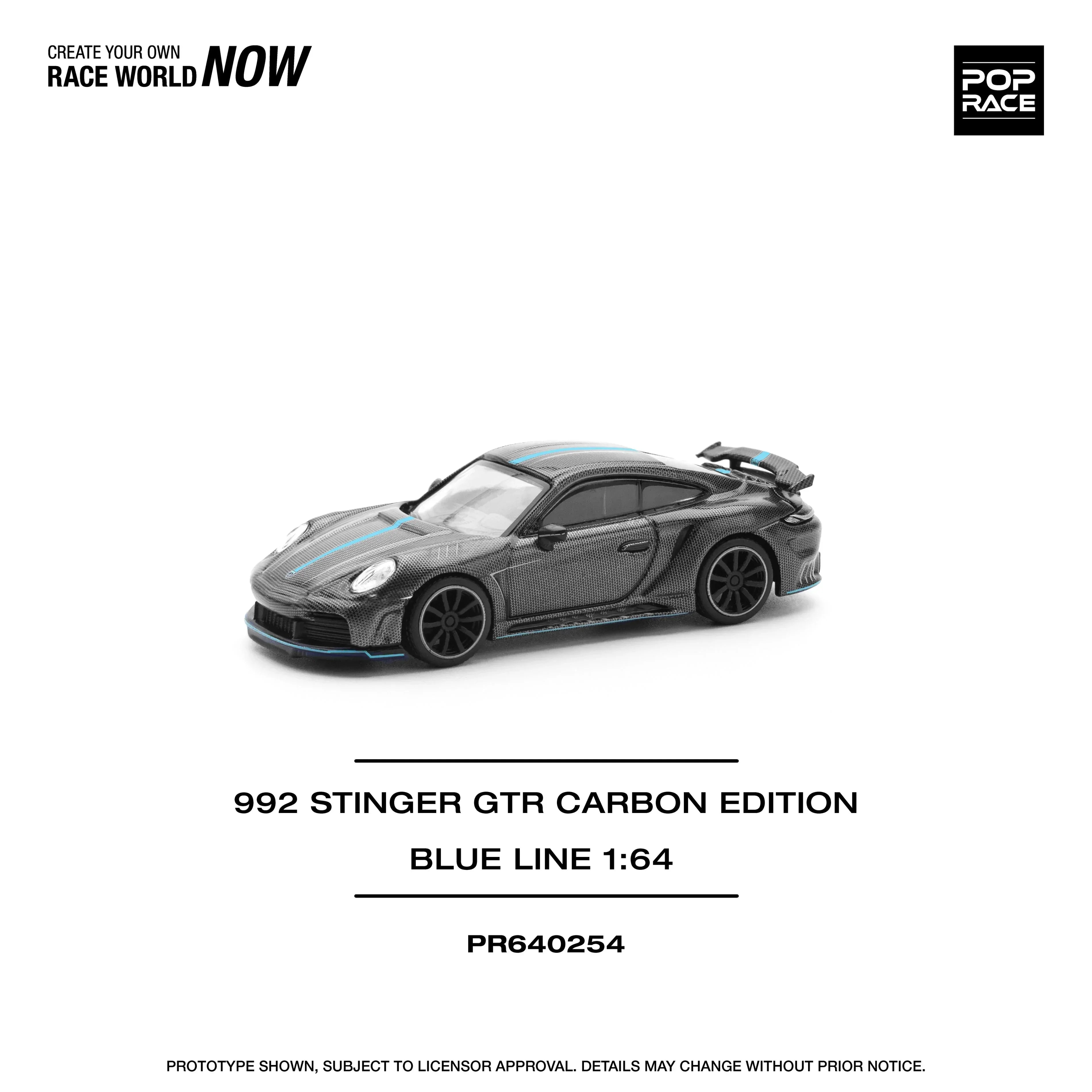 Premium scale diecast model car – 992 Stinger GTR Carbon Edition, 1:64 Scale (Black) Collectible