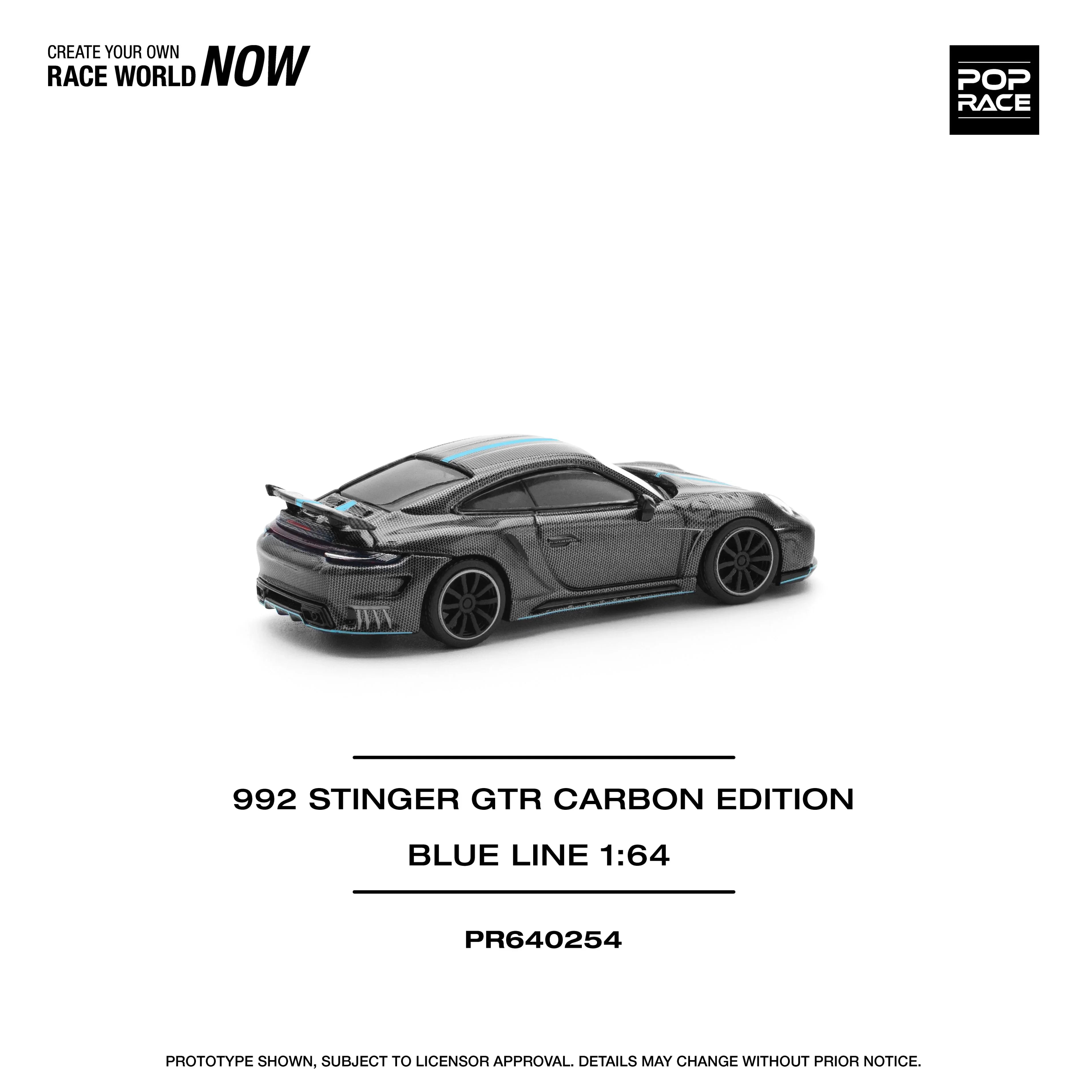 Premium scale diecast model car – 992 Stinger GTR Carbon Edition, 1:64 Scale (Black) Collectible