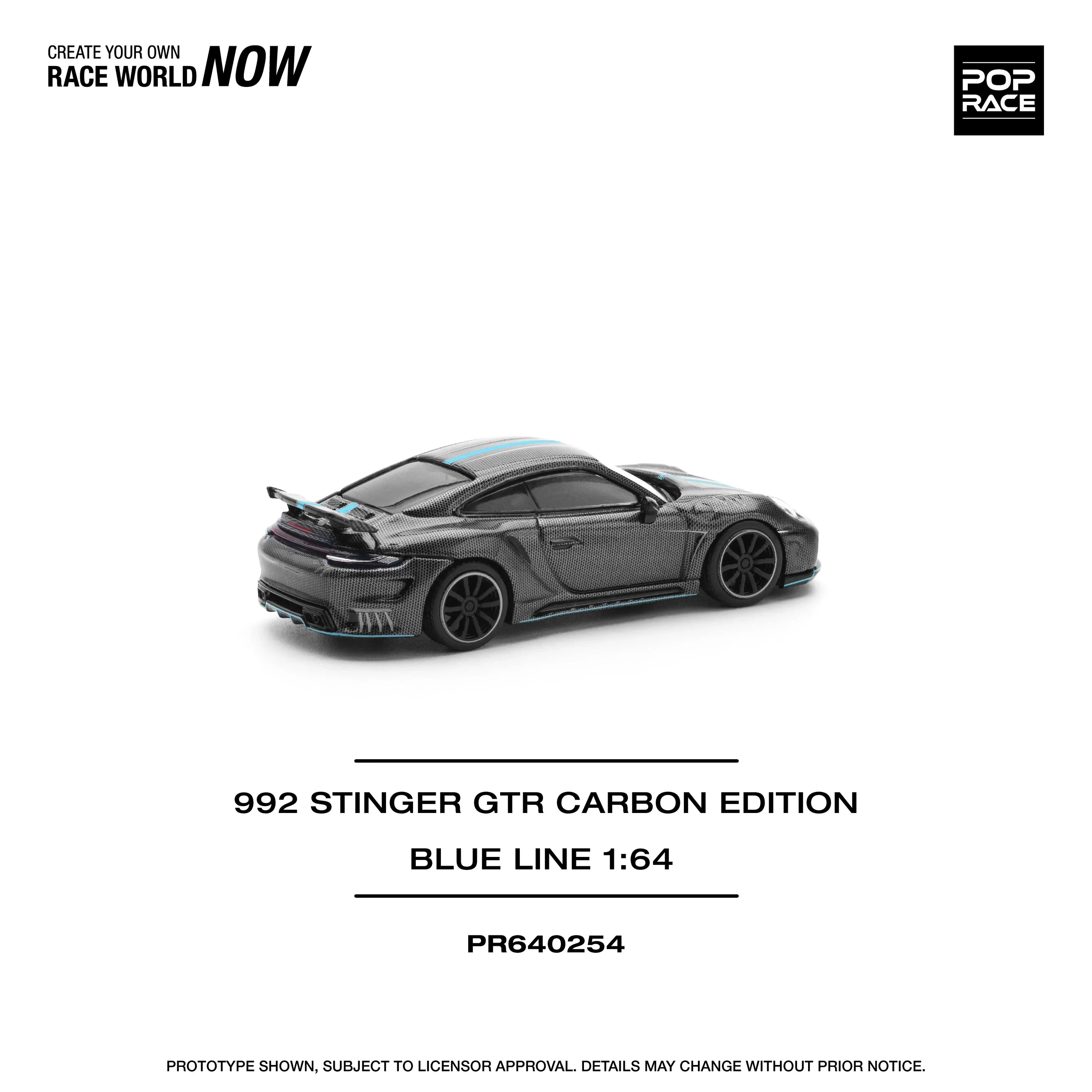 Premium scale diecast model car – 992 Stinger GTR Carbon Edition, 1:64 Scale (Black) Collectible