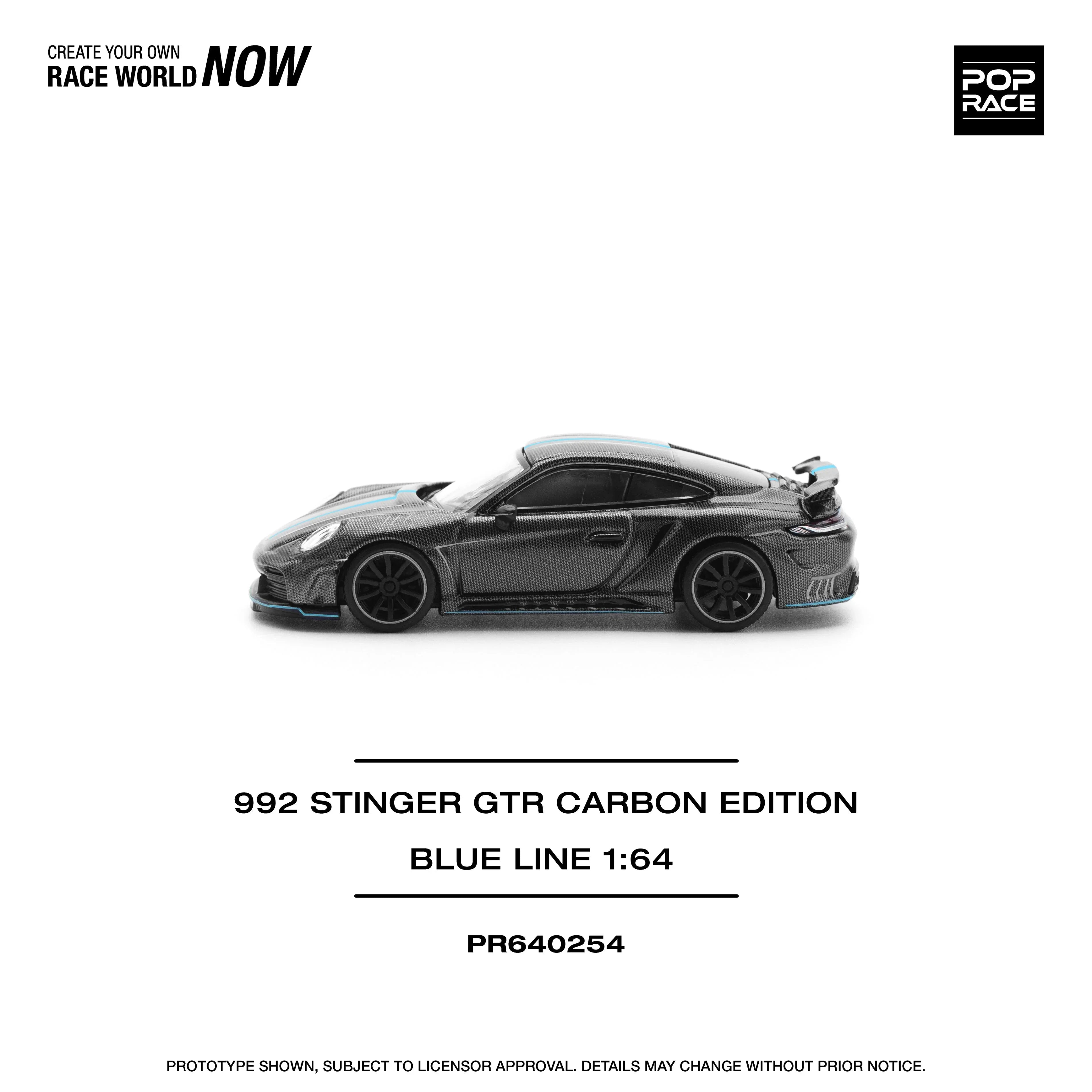 Premium scale diecast model car – 992 Stinger GTR Carbon Edition, 1:64 Scale (Black) Collectible