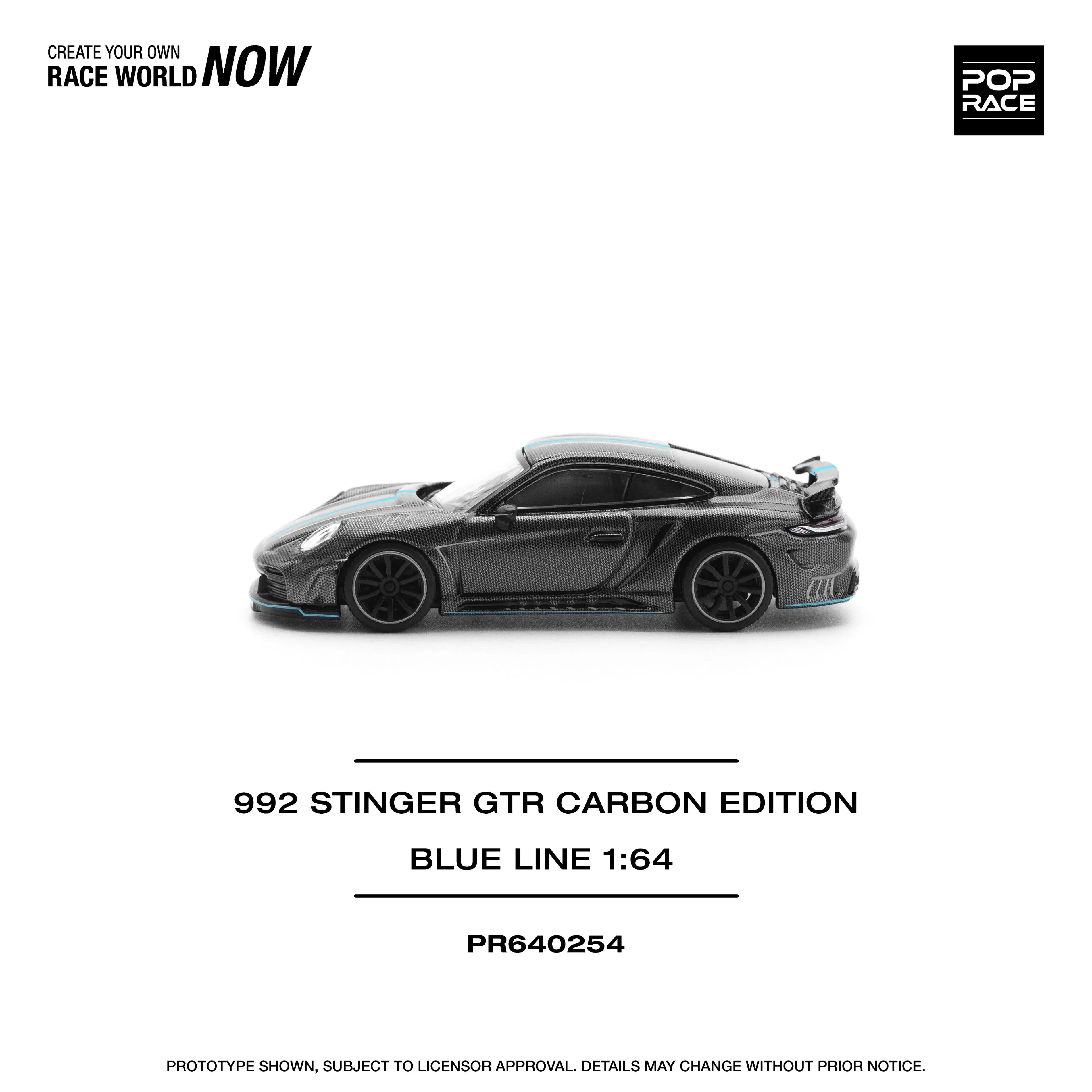 Premium scale diecast model car – 992 Stinger GTR Carbon Edition, 1:64 Scale (Black) Collectible