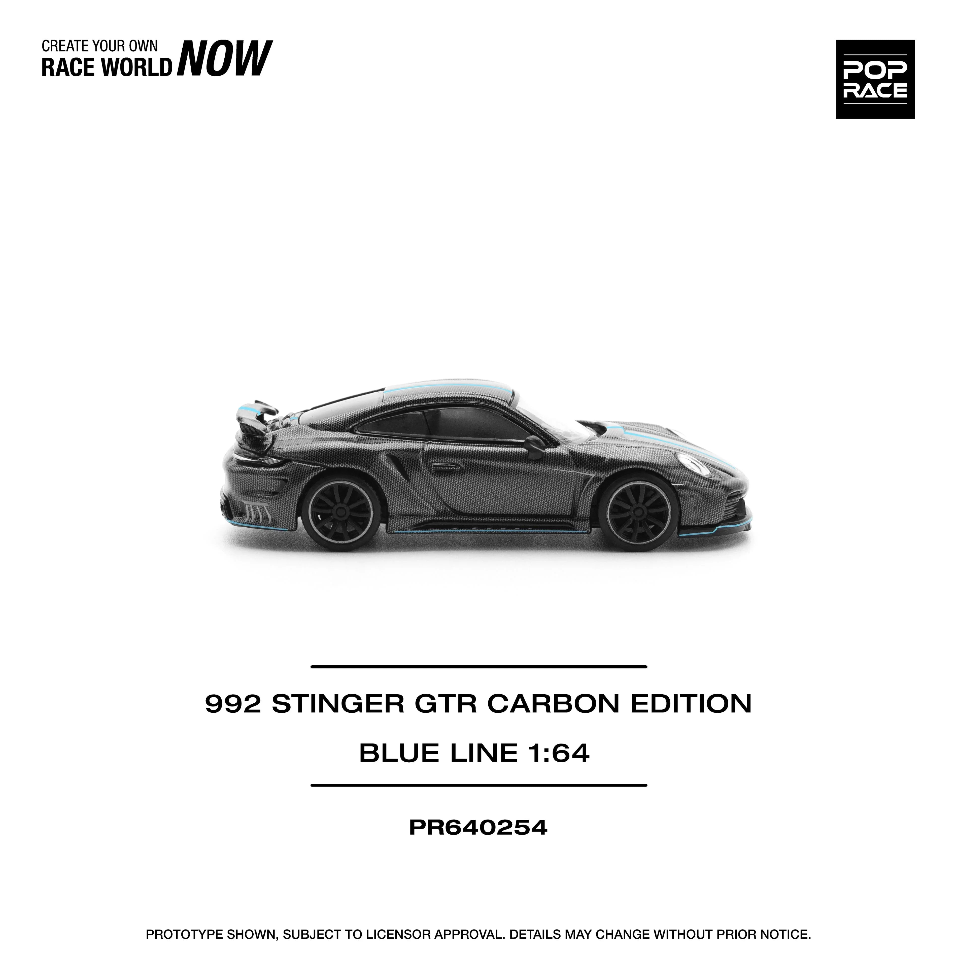 Premium scale diecast model car – 992 Stinger GTR Carbon Edition, 1:64 Scale (Black) Collectible