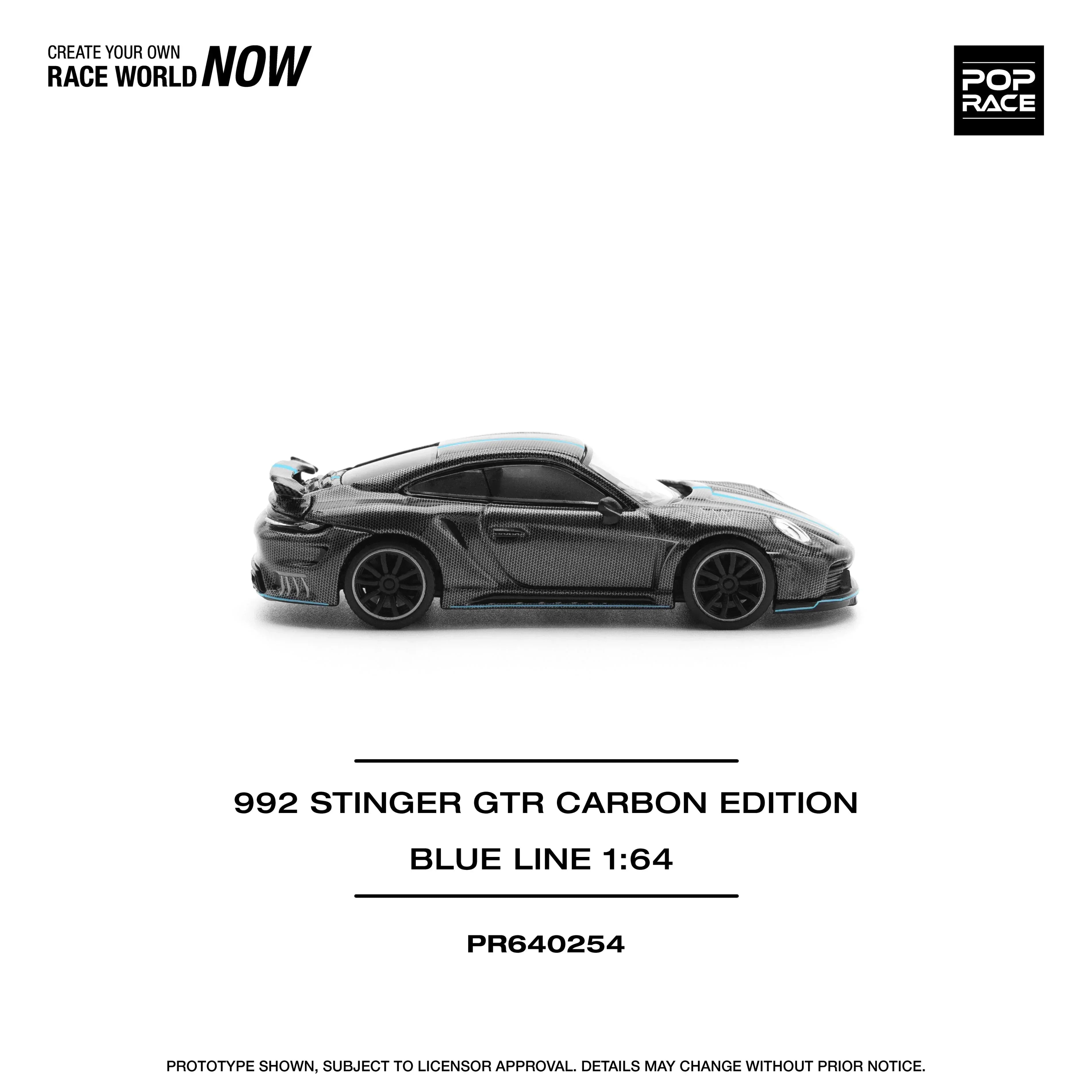Premium scale diecast model car – 992 Stinger GTR Carbon Edition, 1:64 Scale (Black) Collectible