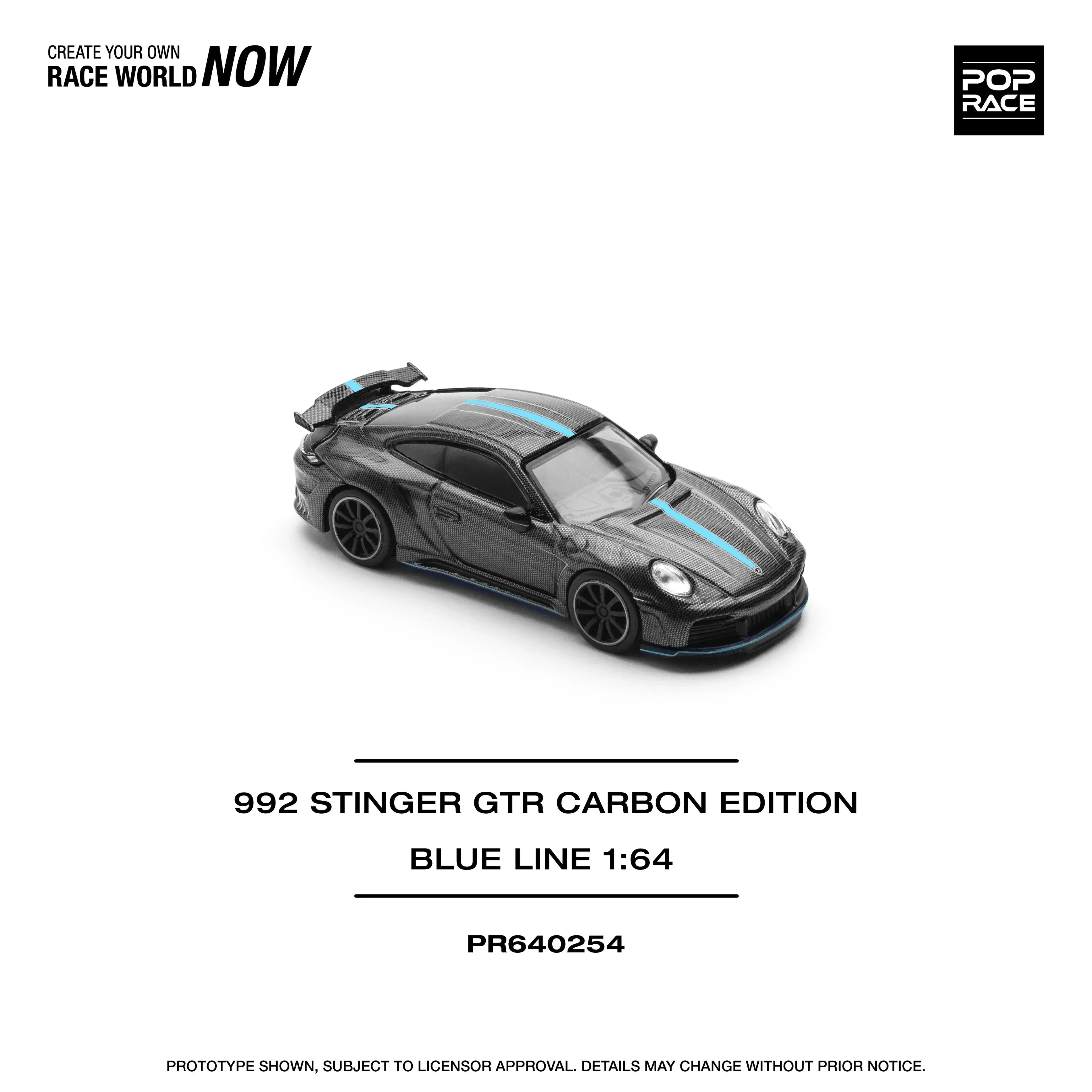 Premium scale diecast model car – 992 Stinger GTR Carbon Edition, 1:64 Scale (Black) Collectible