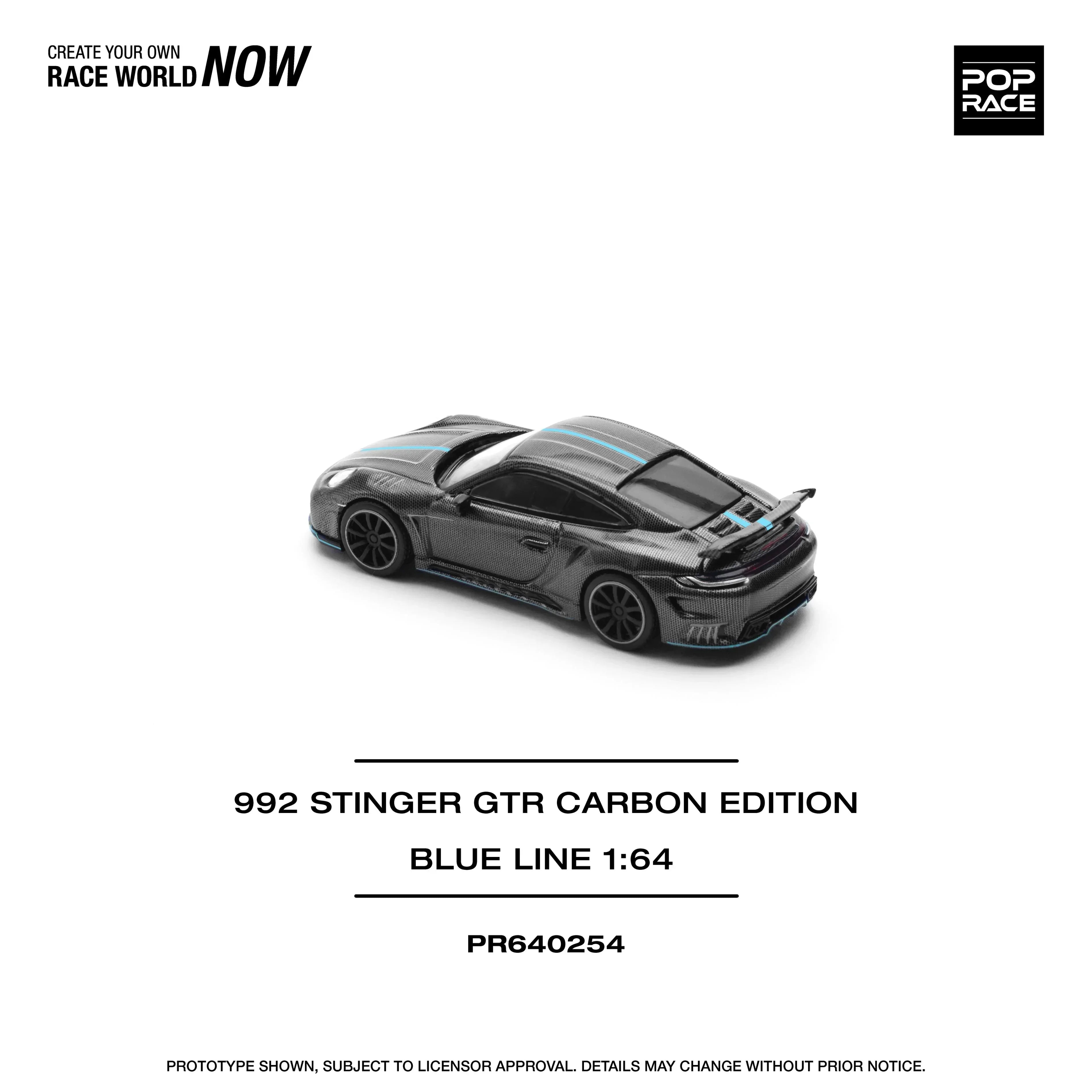 Premium scale diecast model car – 992 Stinger GTR Carbon Edition, 1:64 Scale (Black) Collectible