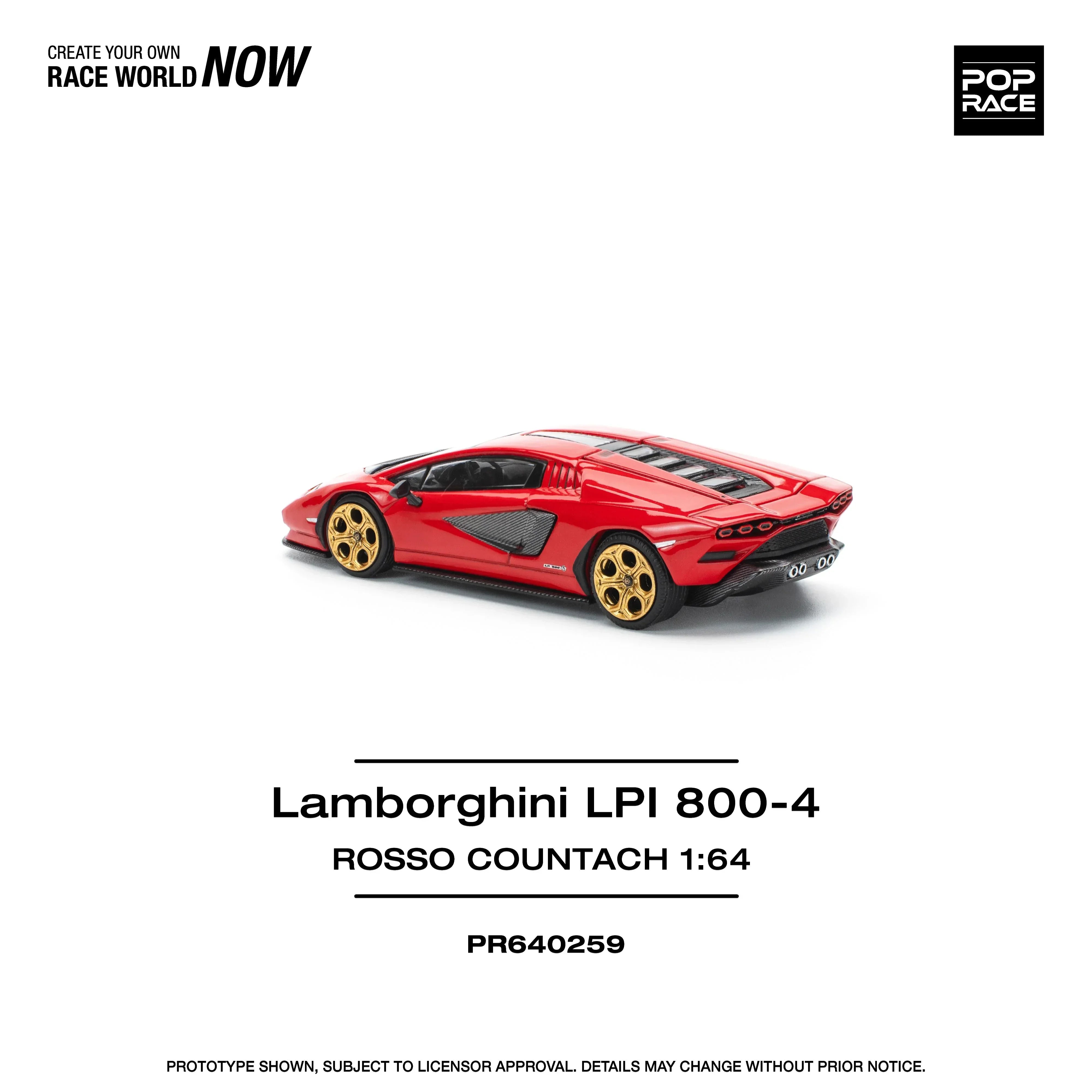 Premium scale diecast model car – Lamborghini LPI 800-4 Rosso Countach , 1:64 Scale (Red) Collectible