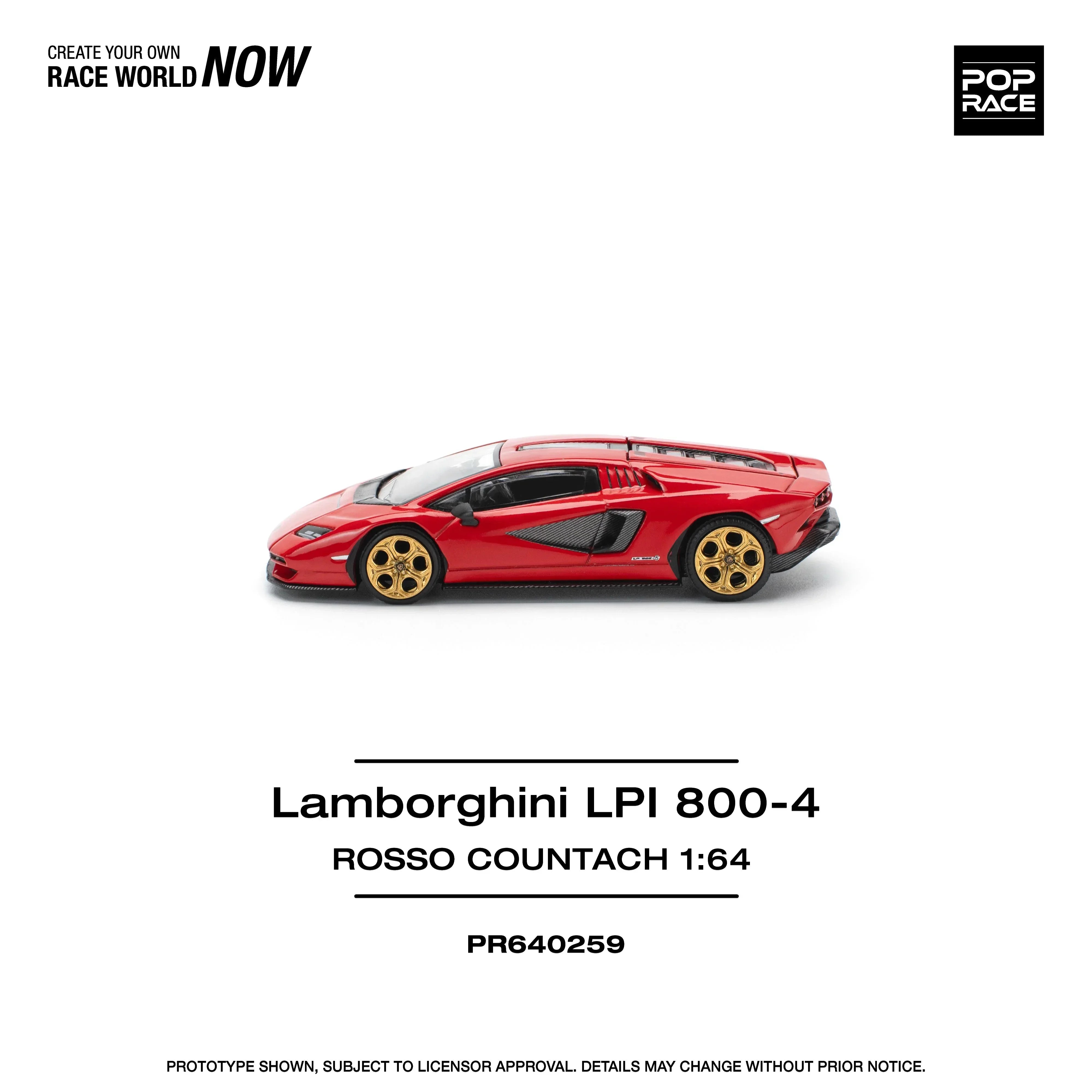 Premium scale diecast model car – Lamborghini LPI 800-4 Rosso Countach , 1:64 Scale (Red) Collectible
