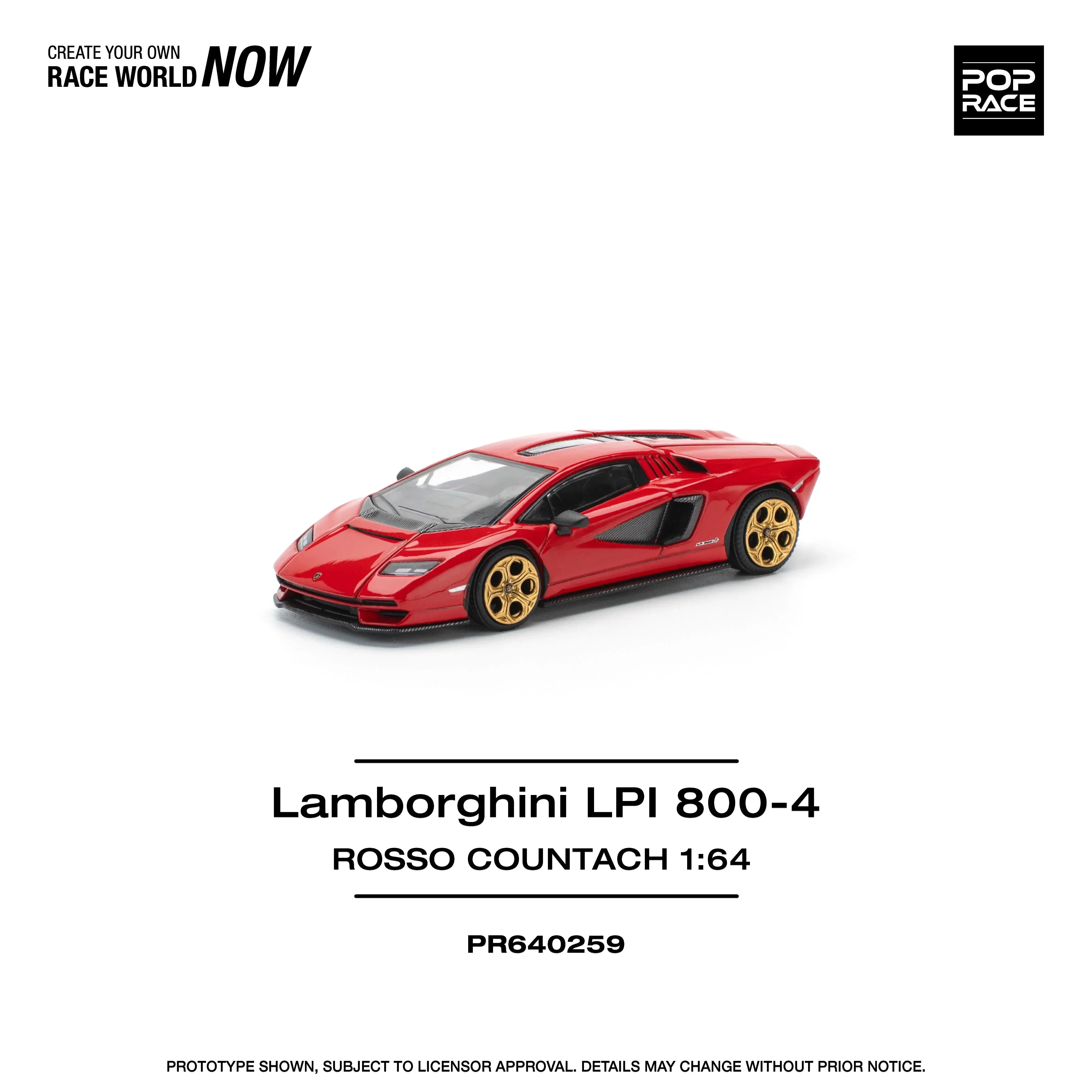 Premium scale diecast model car – Lamborghini LPI 800-4 Rosso Countach , 1:64 Scale (Red) Collectible
