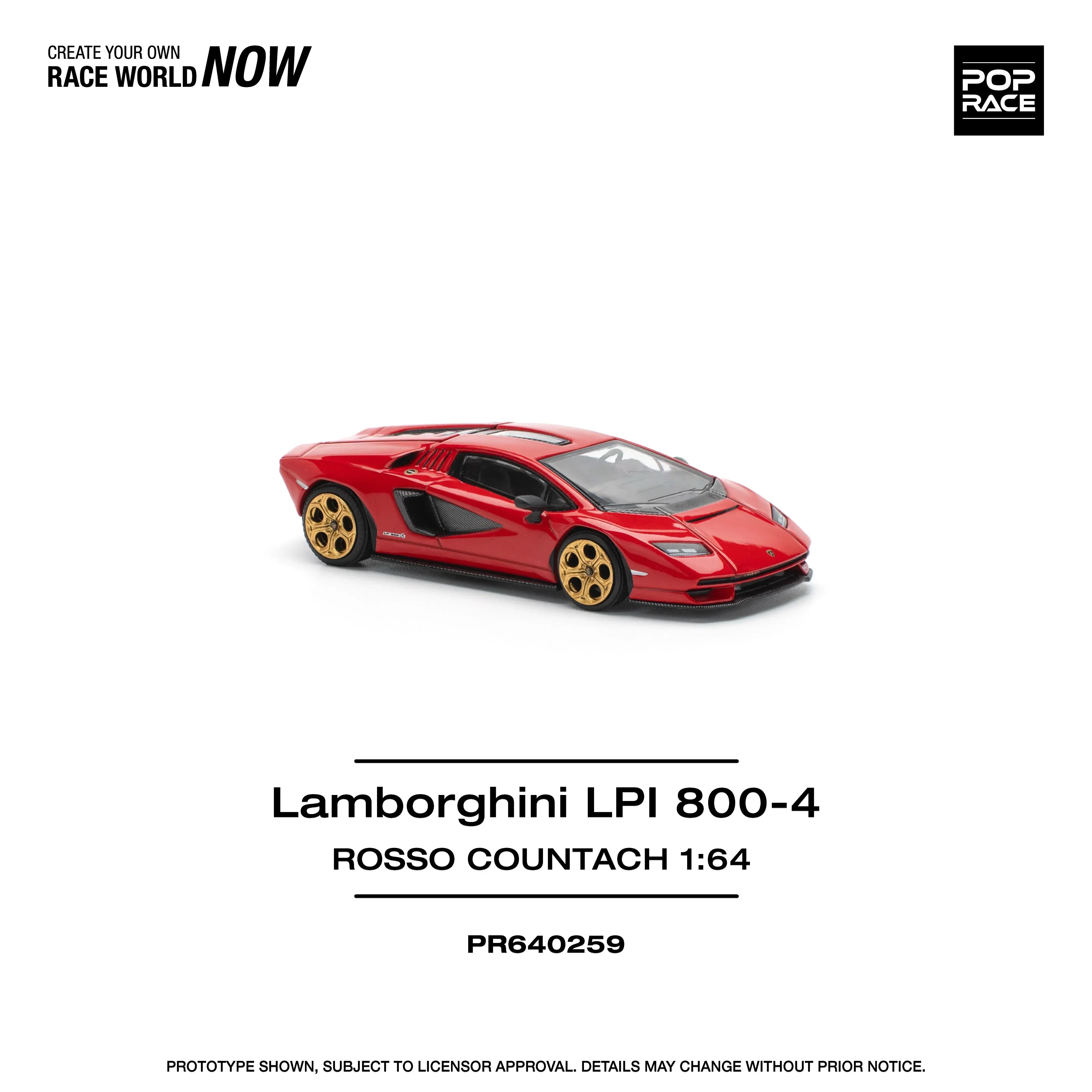 Premium scale diecast model car – Lamborghini LPI 800-4 Rosso Countach , 1:64 Scale (Red) Collectible
